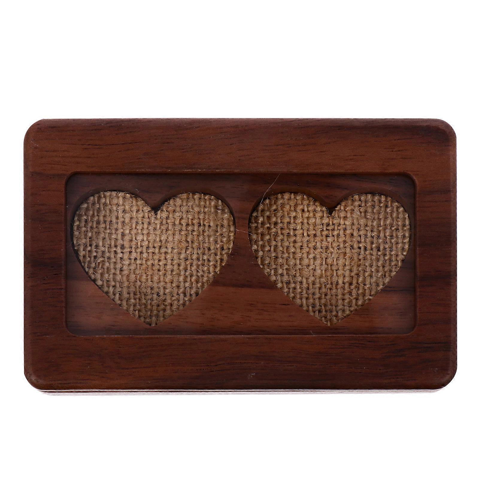 Ring Box Solid Wood Jewelry Box for Storage 3Pcs Brown Elegant Window Design