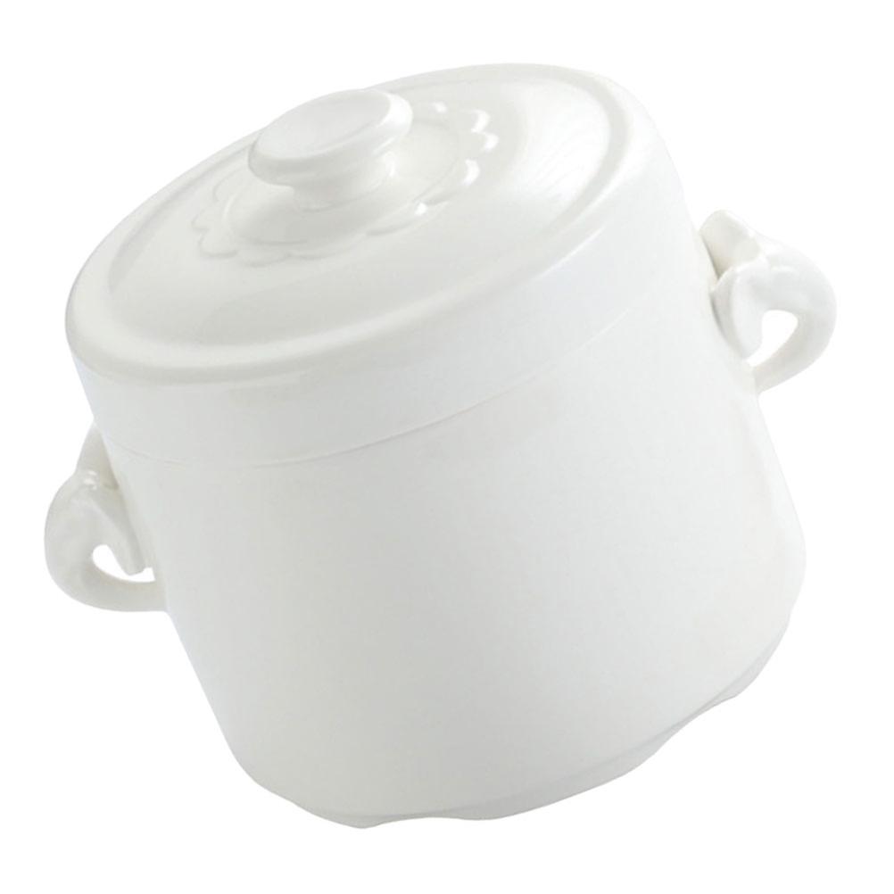 Ceramic Stewing Pot for Cooking 2Pcs White Water-Proof Stewing Pot