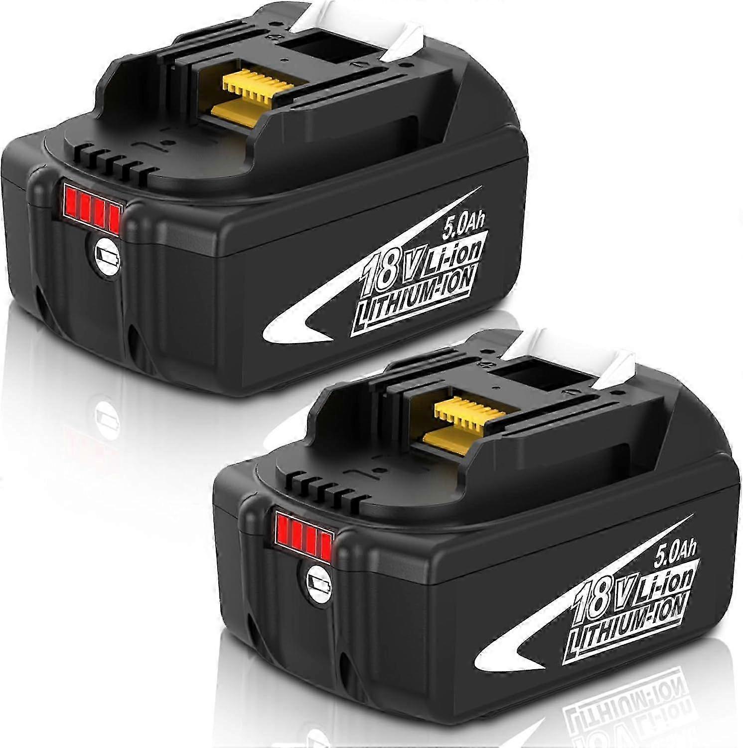 2025 2X BL1850B Replacement for Makita 18V Battery 5.0Ah BL1850 BL1840B BL1860B BL1830B BL1820B BL1860 BL1840 BL1830 BL1820 with LED Indicator (Black