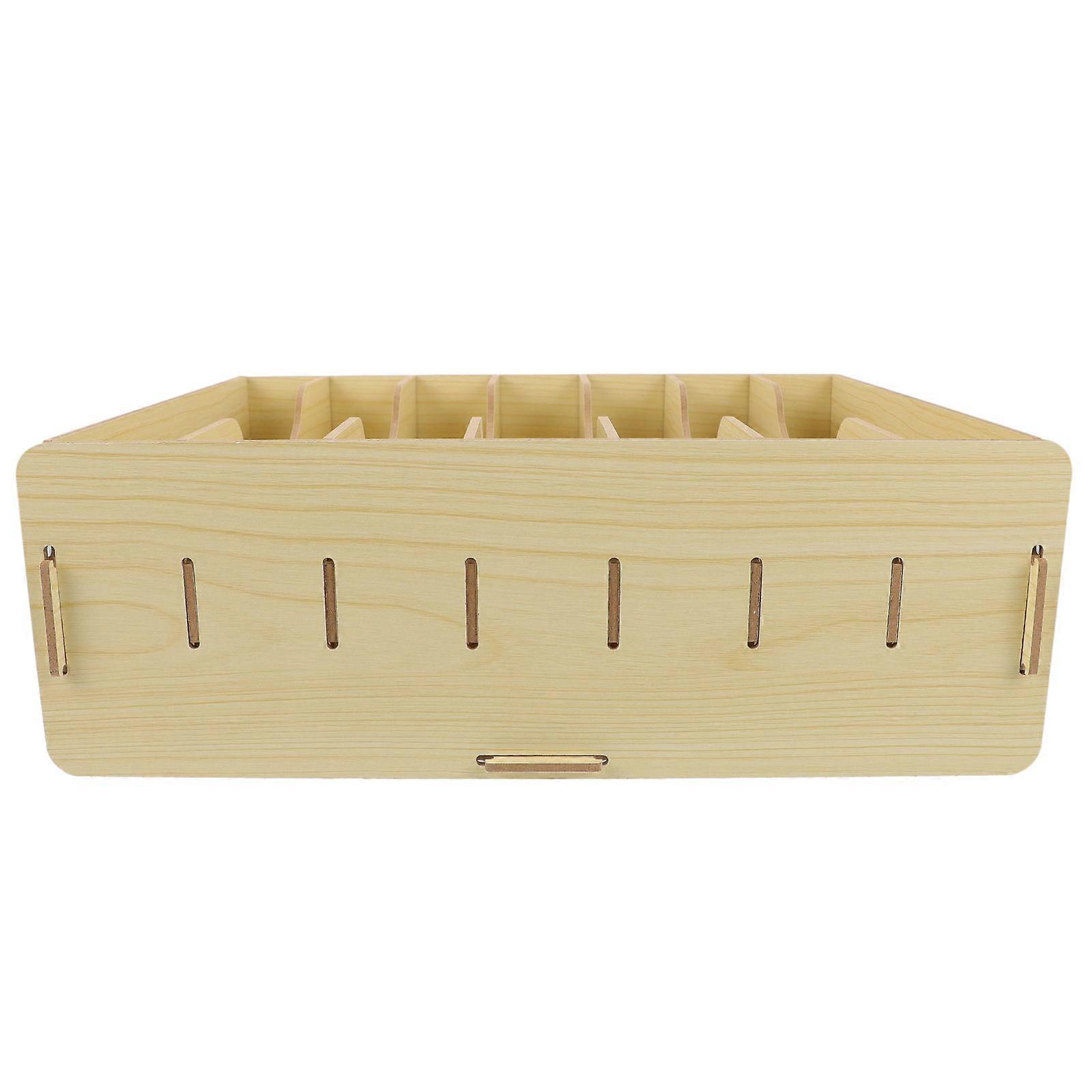 Wood Storage Container for Desktop Multifunctional Storage 2Pcs Beige Box