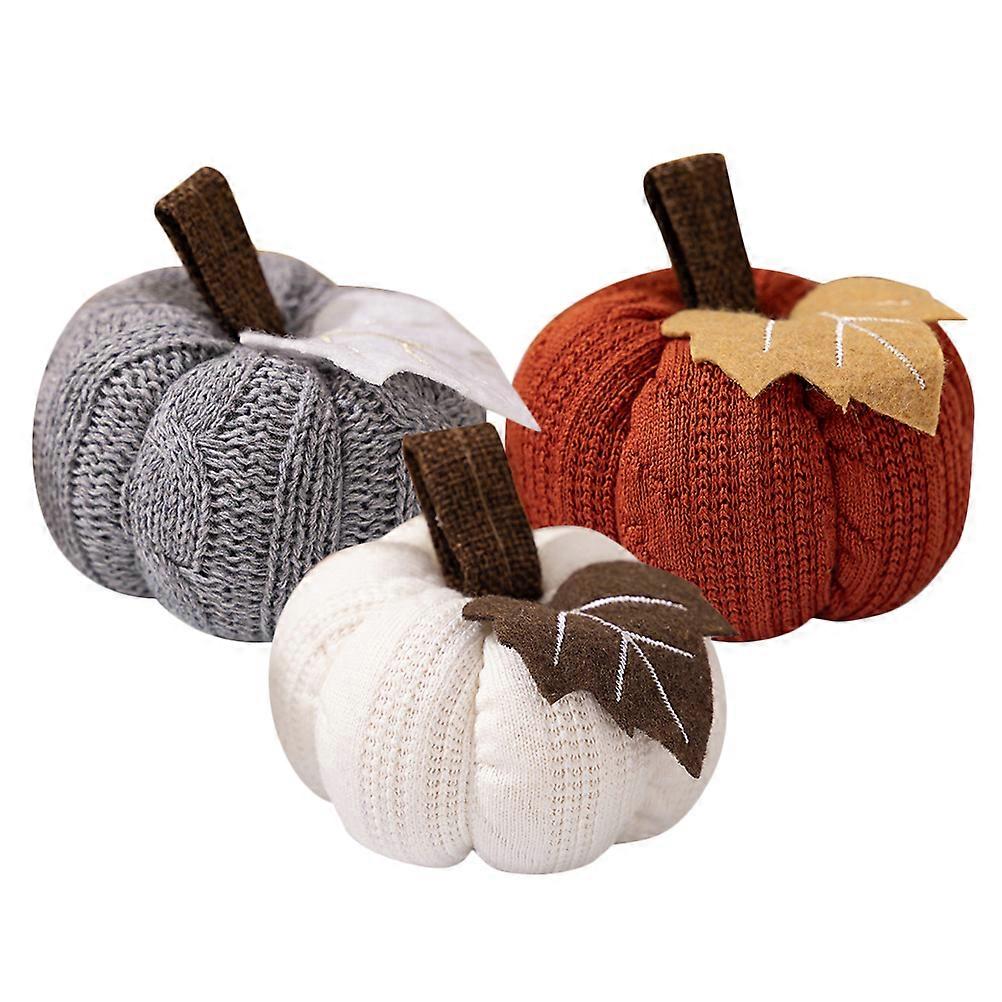 Artificial Pumpkin Ornament Knitted Pumpkin for Decor 9Pcs Collection