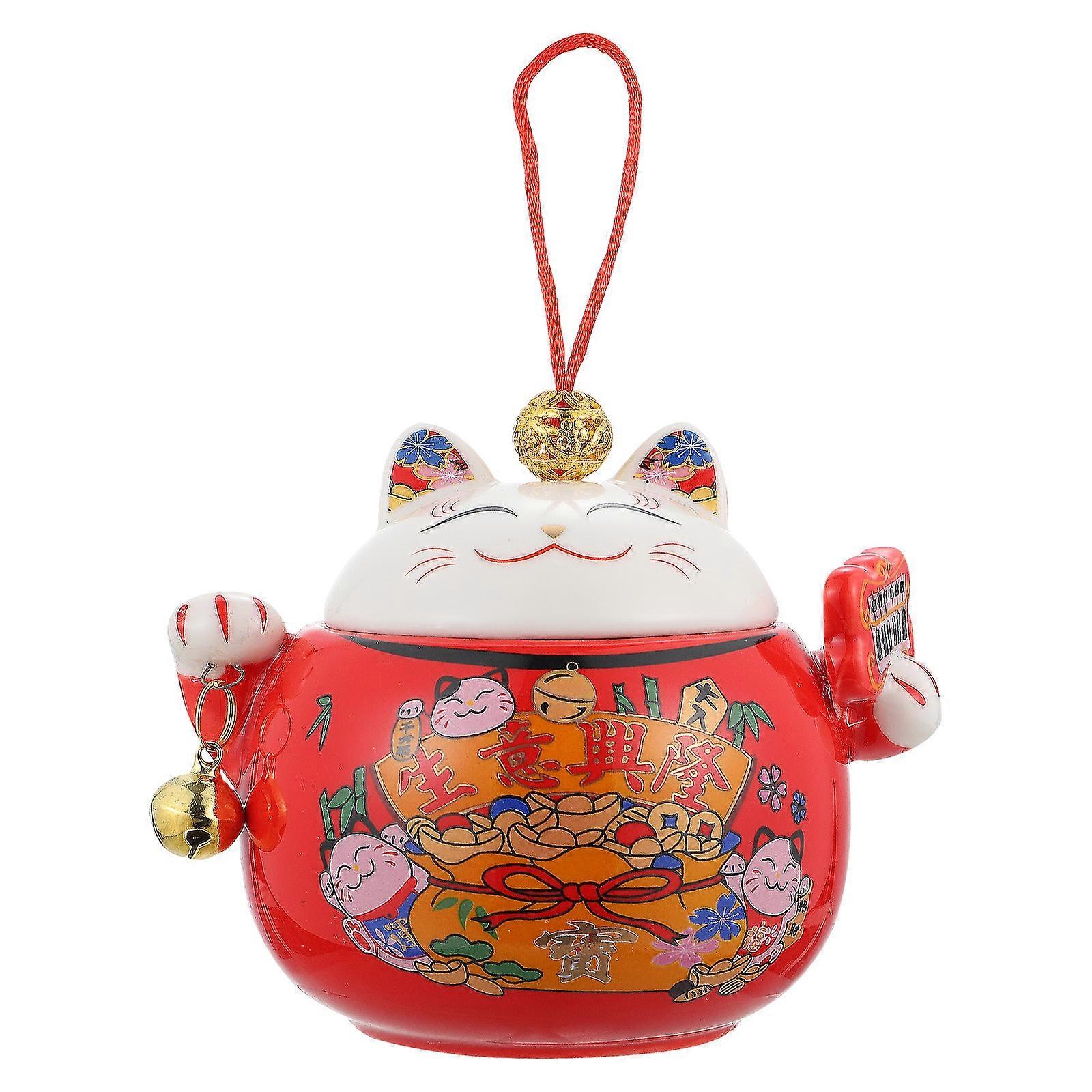 Ceramic Sealed Tea Can Cat Shape Jar Suitable For Home And Restaurant Use In 11.4X9X8.3CM 1Pack