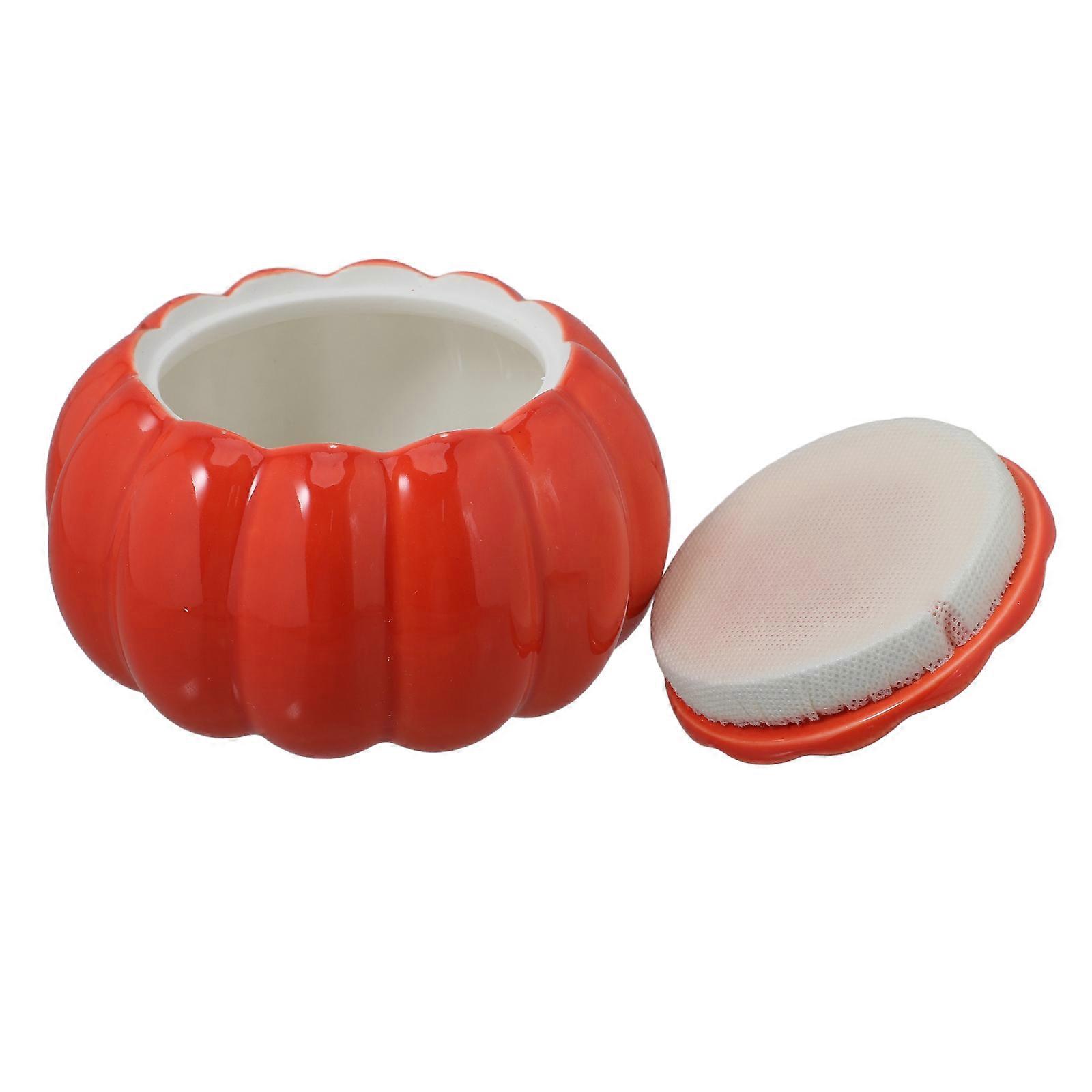 Orange Color Ceramic Storage Jar for Storage 2Pcs Pumpkin Design