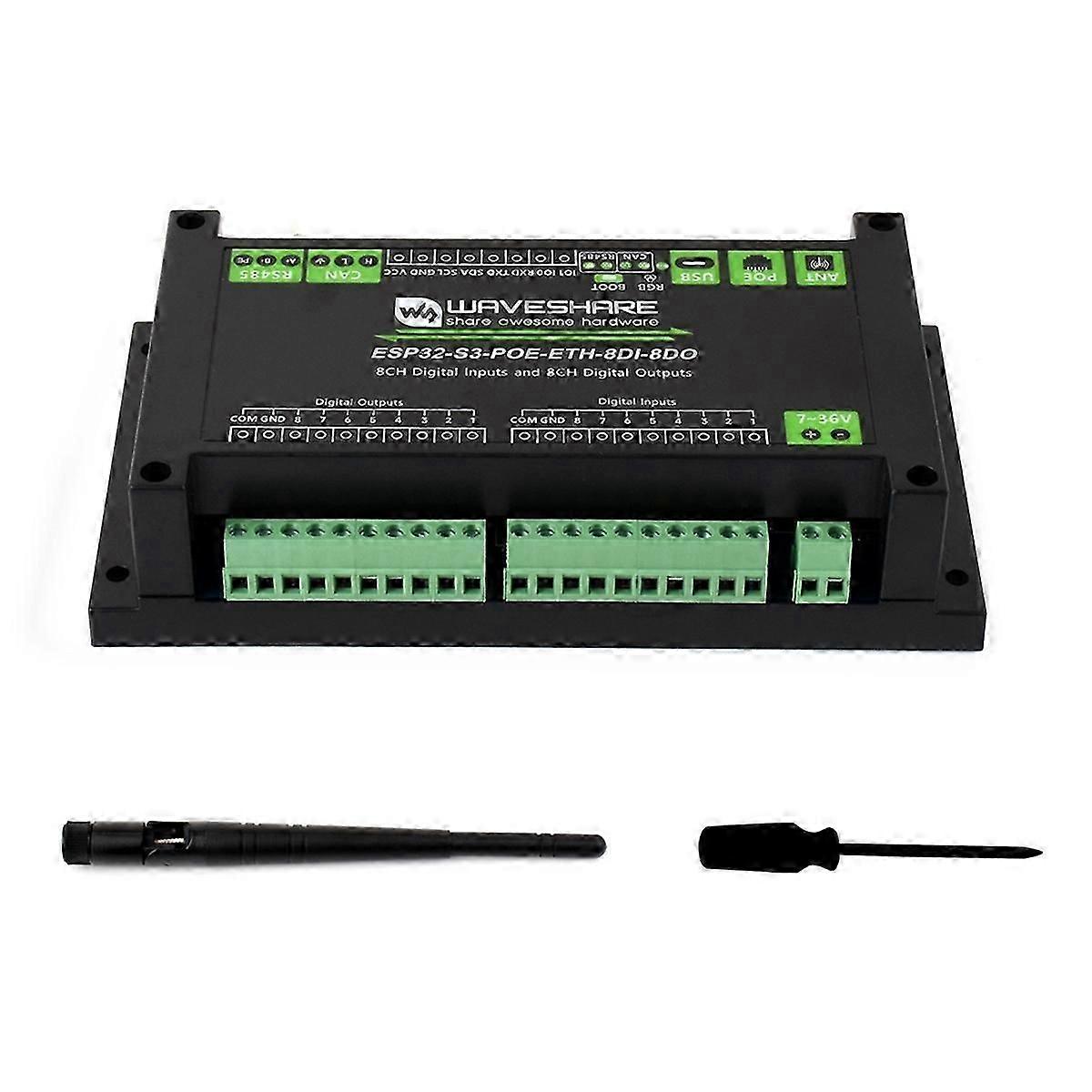 ESP32-S3 Industrial 8-Channel Controller Onboard PoE Module with WiFi Bluetooth CAN IoT RS485 and