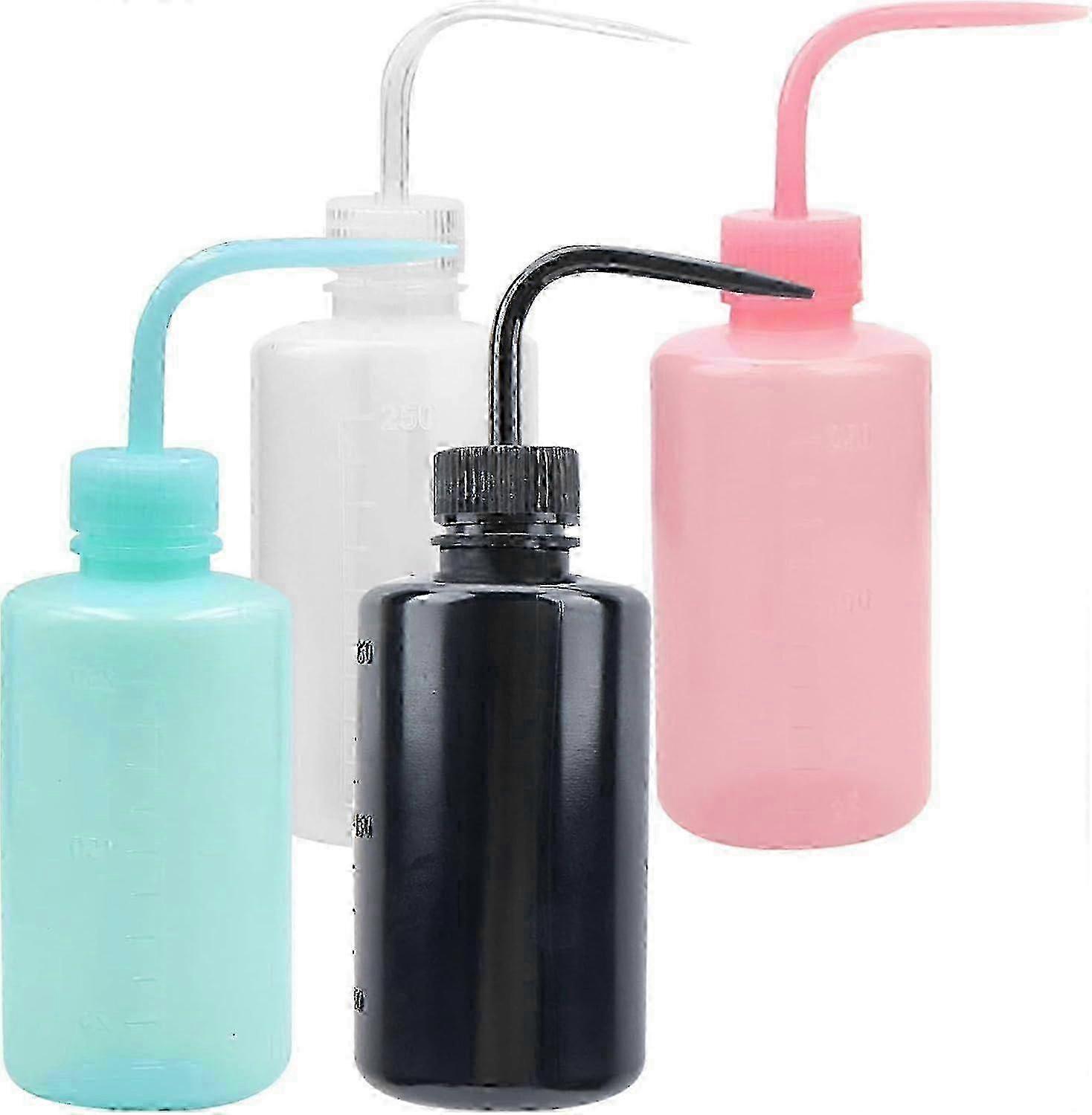 4PCS Squeeze Laboratory Wash Bottles, 250ML, Curved Spout