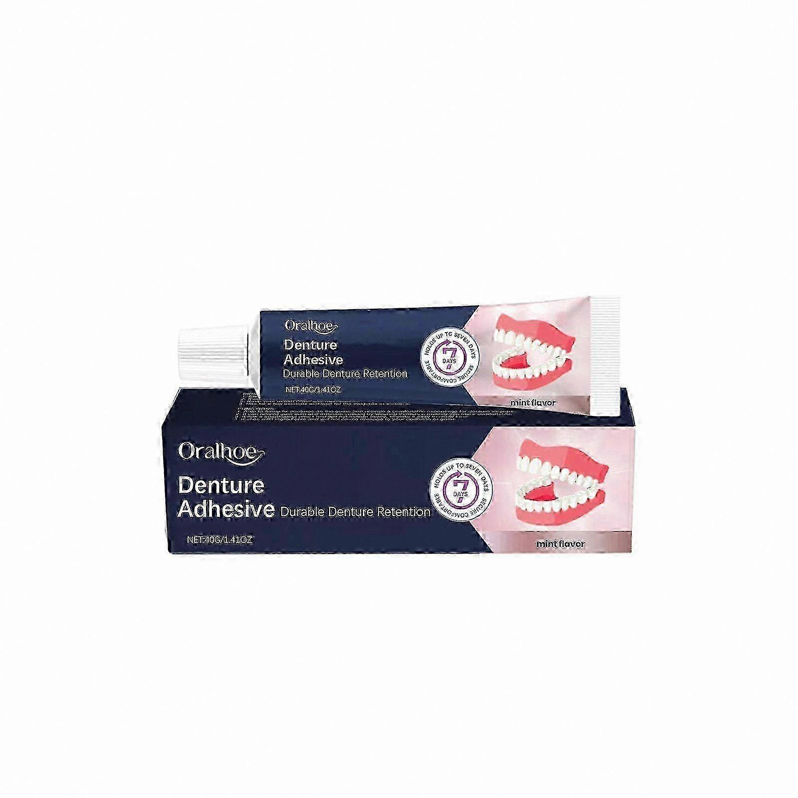 Extra Strong Denture Adhesive, Long-Lasting Thermoplastic Formula, Up to 4 Days Hold, 40g for All Ages