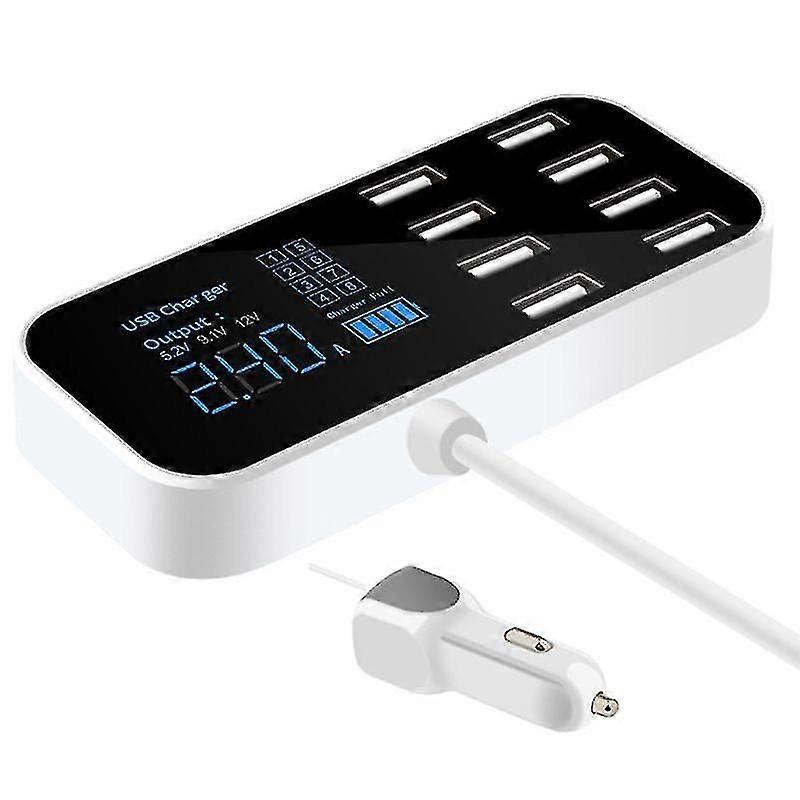 A9s snelle autolader 8-poort multi usb lcd-scherm telefoonoplader 12v batterijlader usb hub voor telefoon tabletten gps dvr
