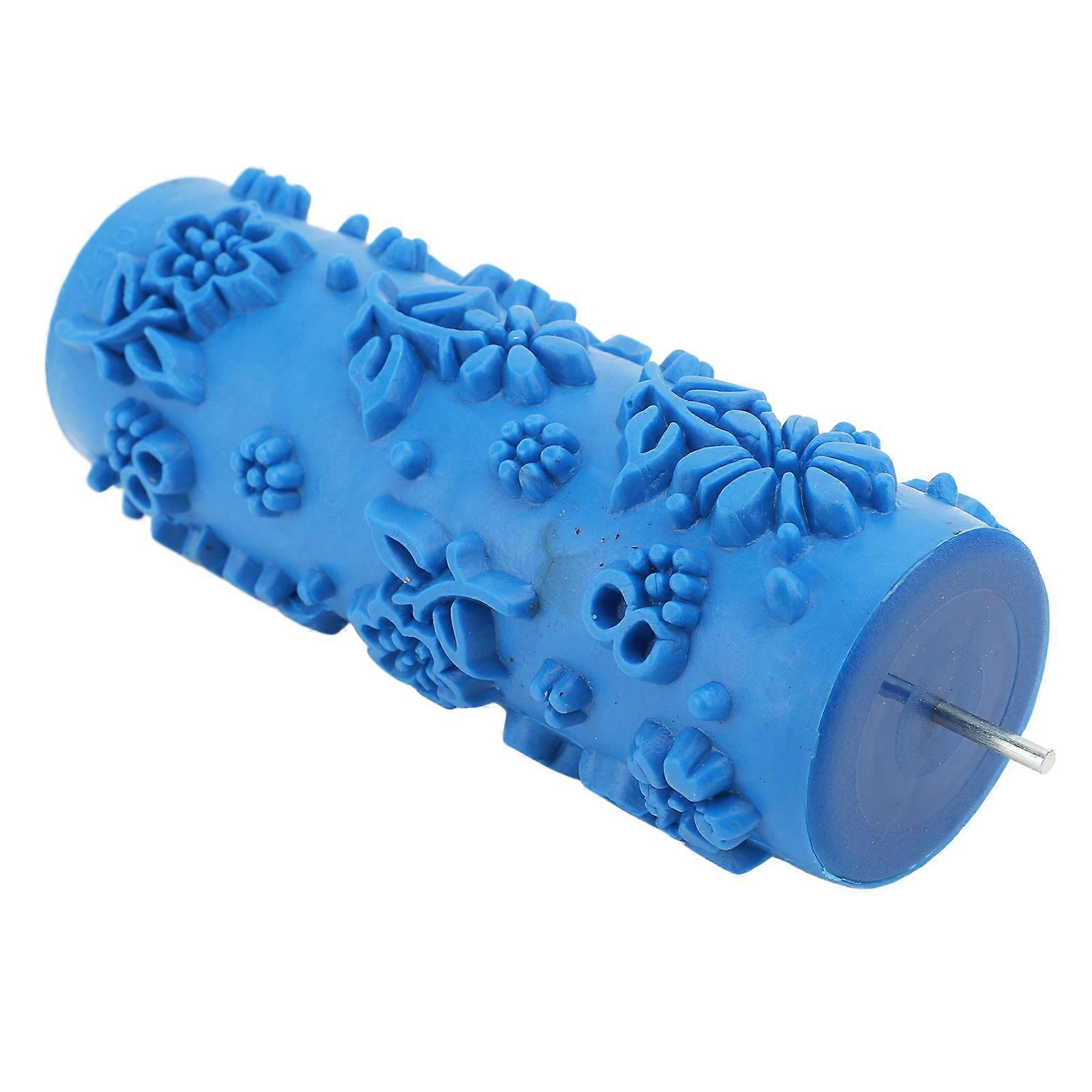 Rolo de pintura com padrão de 5 polegadas, borracha azul, textura decorativa reutilizável