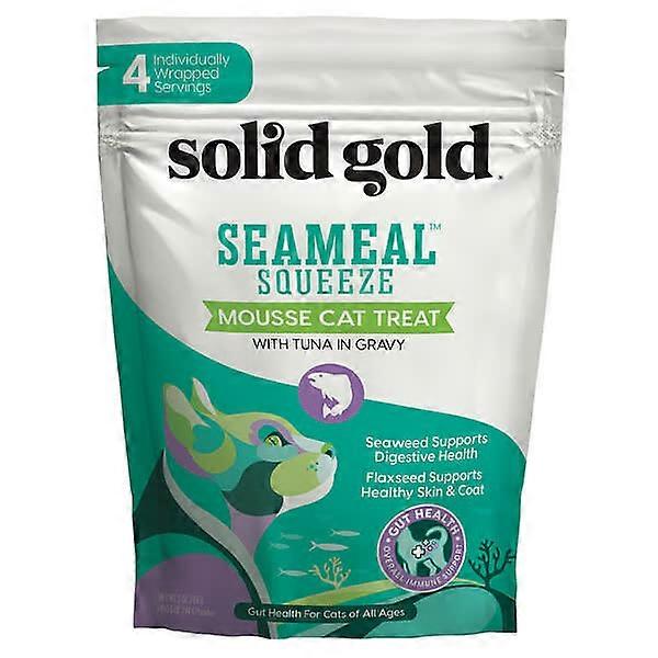 Solid Gold, SeaMealÃÂ¢ÃÂÃÂ¢ Squeeze Mousse Cat Treat with Tuna in Gravy, For Cats, All Ages, 4 Pouches, 0.5 oz (14 g) Each