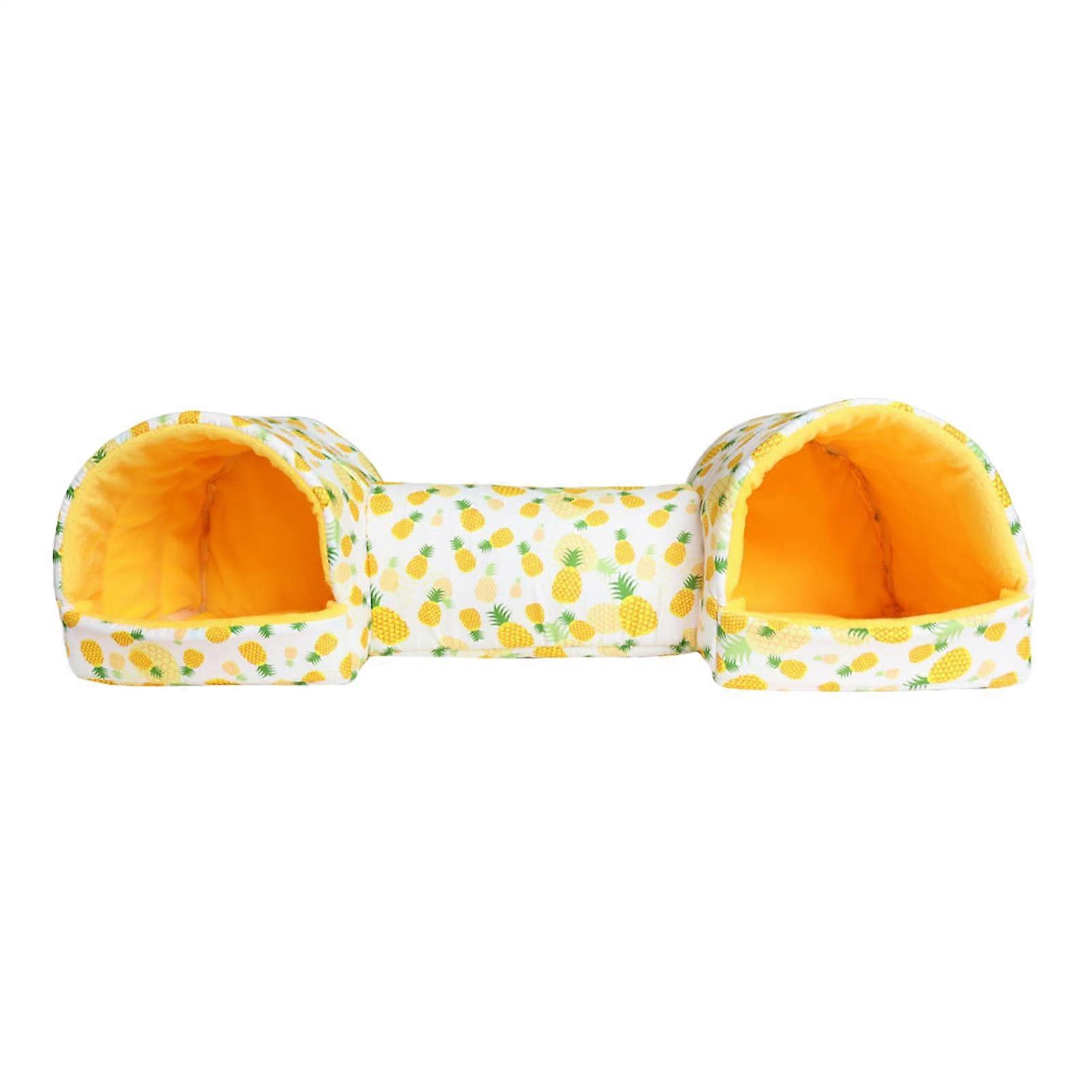 Small Hamster Tunnel Indoor Hide Tunnel Polyester With Cotton Portable Pet House 20.08 X 6.69 X 5.91 In Yellow