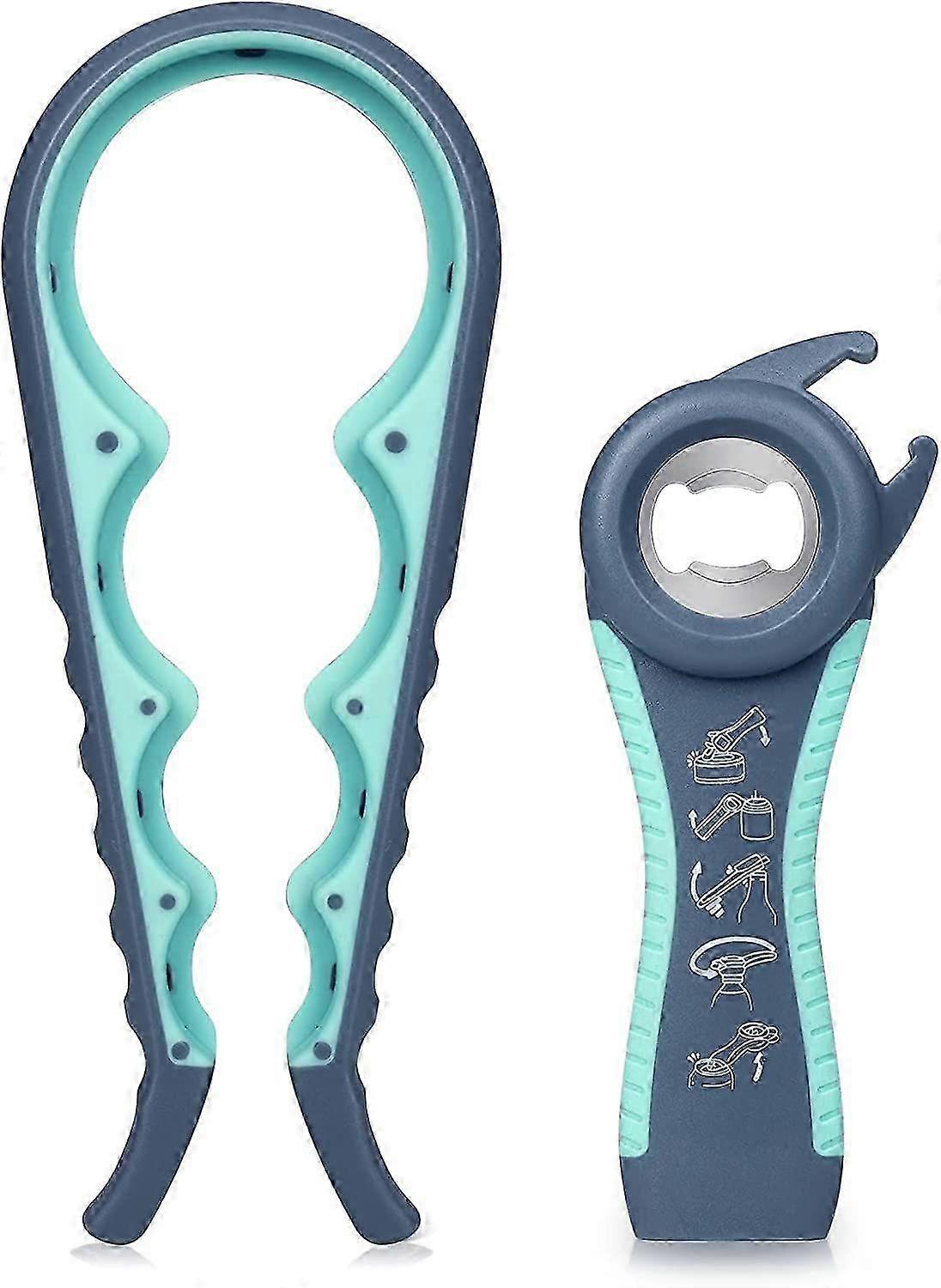 2025 Jar Opener Kit, 4 in 1 Jar Opener for Seniors with Arthritis, 5 in 1 Multi-Function Bottle Opener, Bottle Can Opener Set, Jar Opener for Weak Han