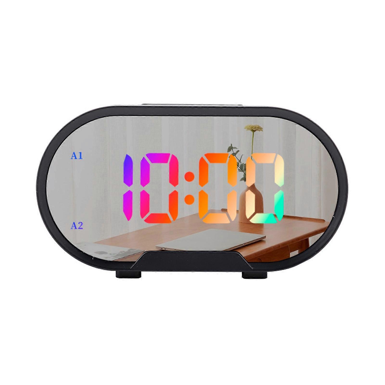 Large Screen Mirror Alarm Clock With RGB Colorful Digital Display Electronic Bedroom Alarm Clock