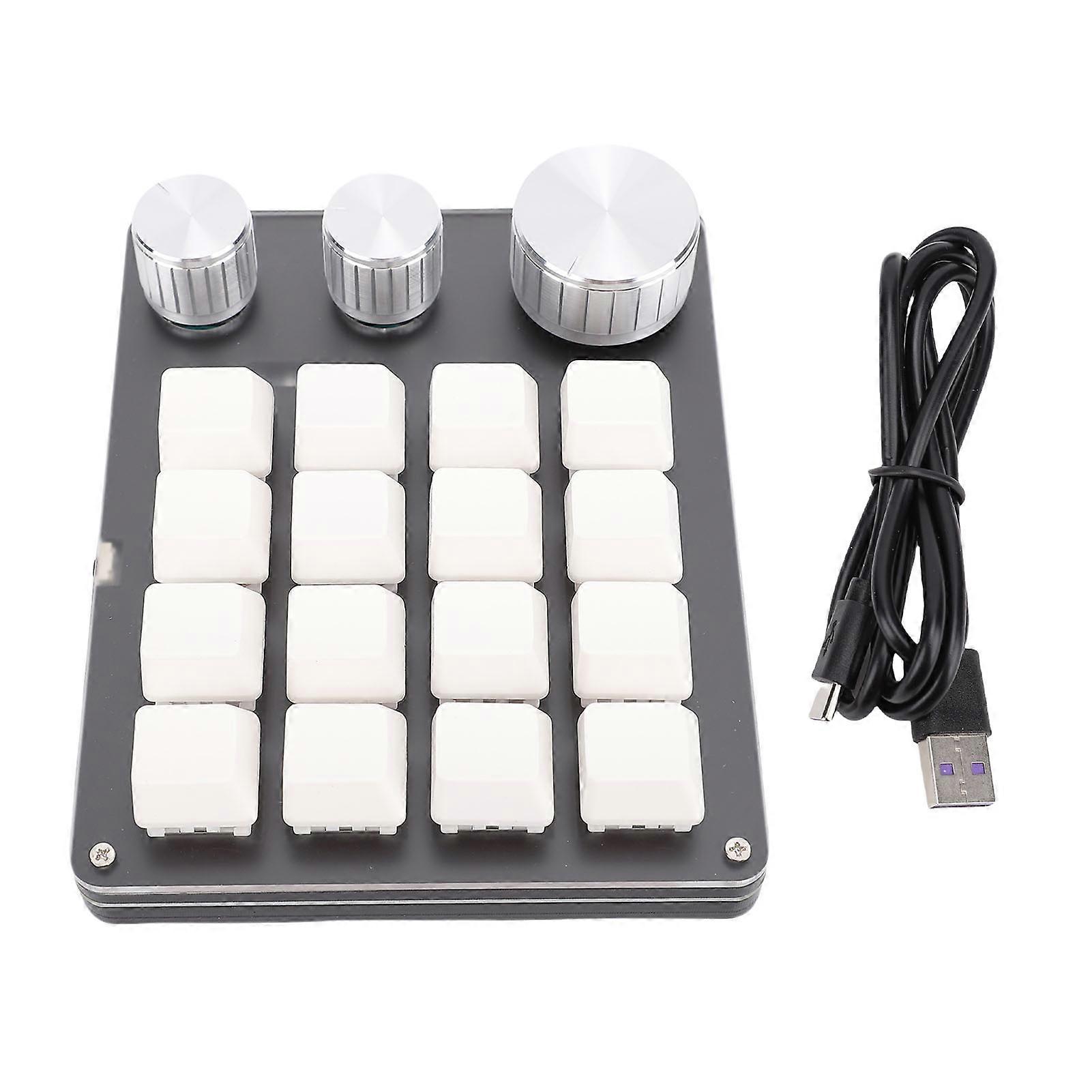 Programmable 16 Key Custom Keypad Macro Pad Wired Mechanical Gaming Keyboard White