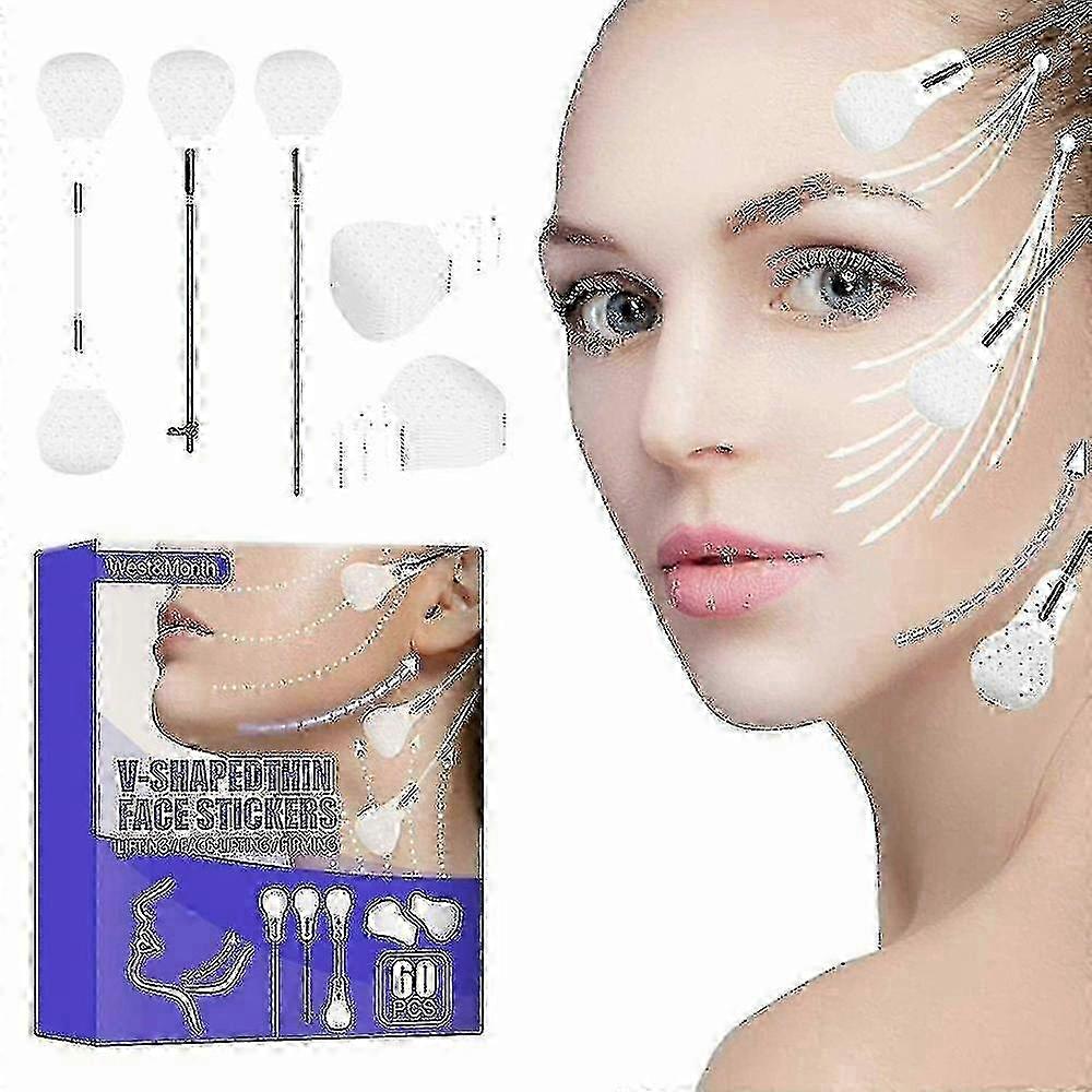 60pcs Invisible V-shape Thin Face Sticker Facial Lift Up Patch Firming Adhesive Tape