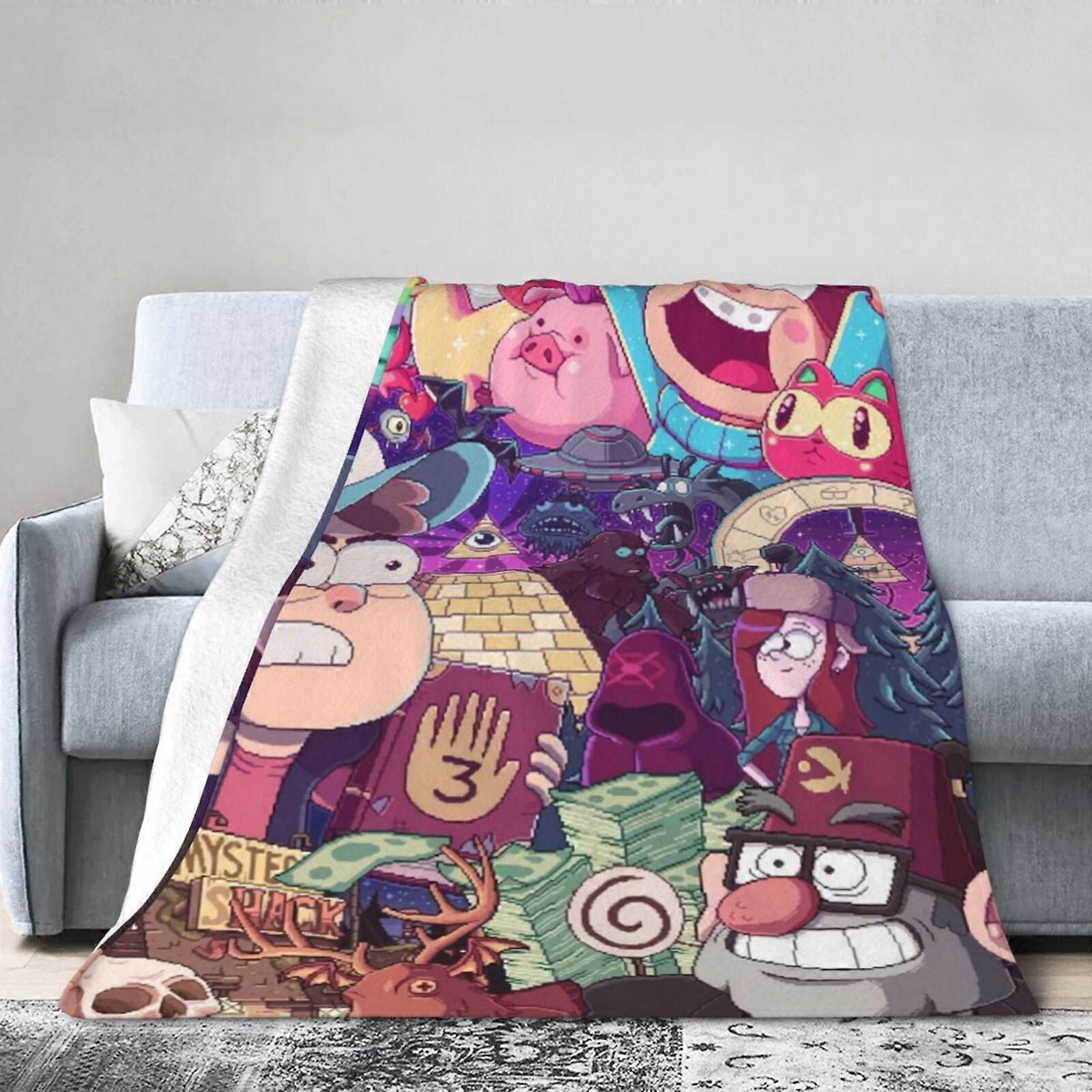 Cobertor de hotel Gravity Falls, cobertor de anime para cama, cobertor de sofá, cobertor de lã ultramacio para quarto e sala de estar, 60 x 50 polegadas
