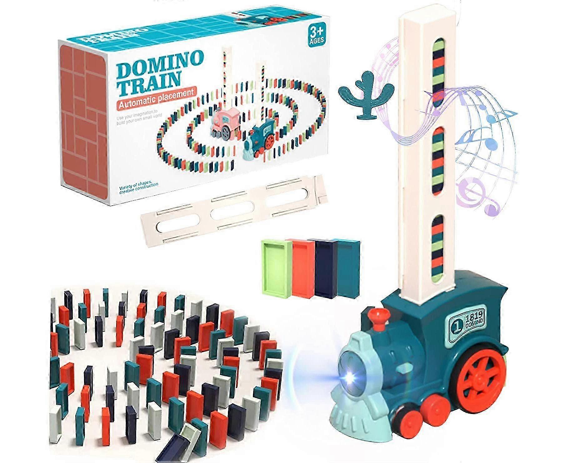 Domino Train Blocks Set Building And Stacking Toy Creatives Toys Domino Train Blocks Set For KidsBlue