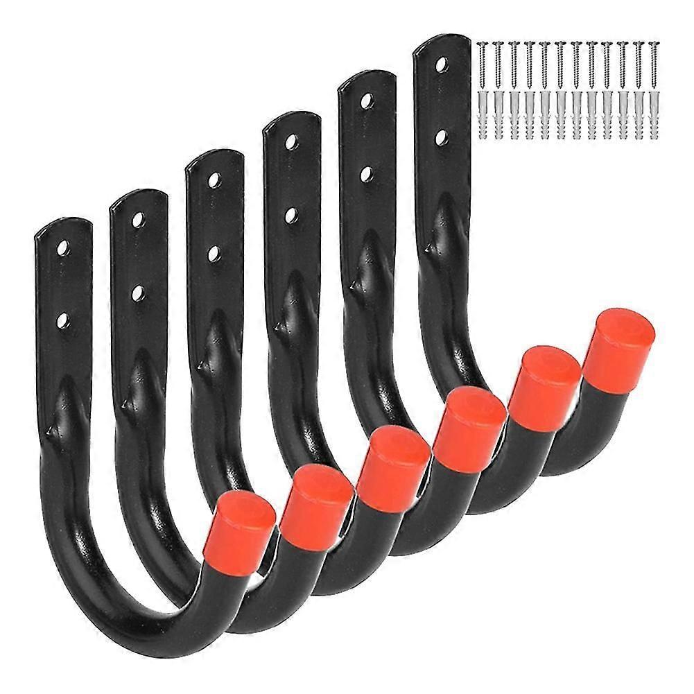 6 Pack Heavy Duty Garage Storage J Utility Hooks, Utility Hooks Bike Wall Mount Rack For Garage Wal