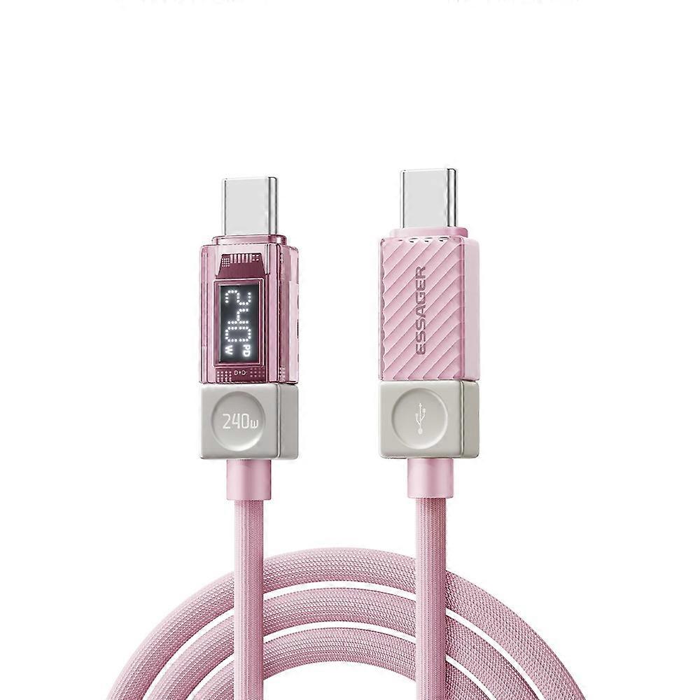 ESSAGER 1m 240W Type-C to Type-C Fast Charging Cable Clear Digital Display Data Cable