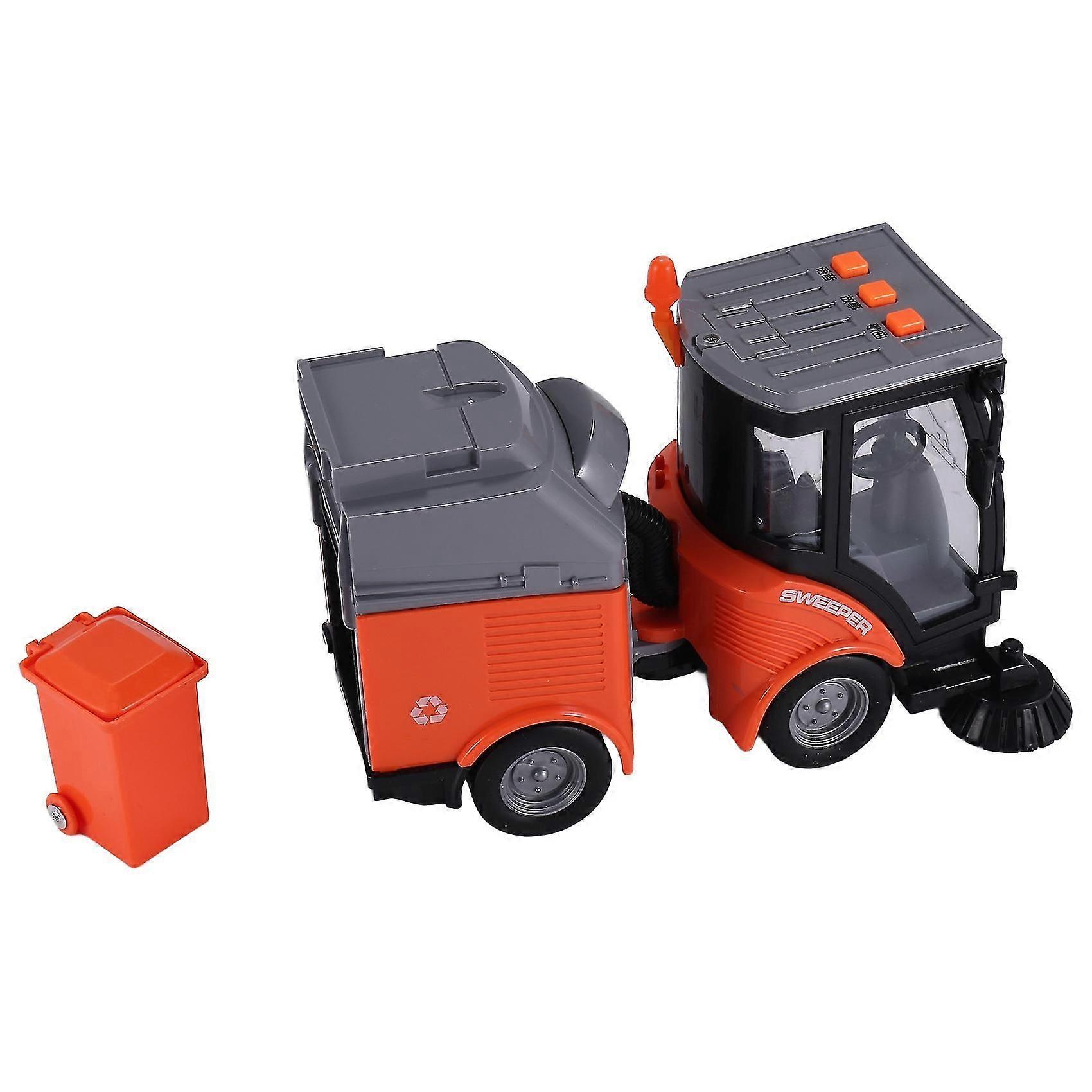 Street Sweeper Truck With Light & - Friction Powered Wheels, Removable Garbage Can & Rotating Brush