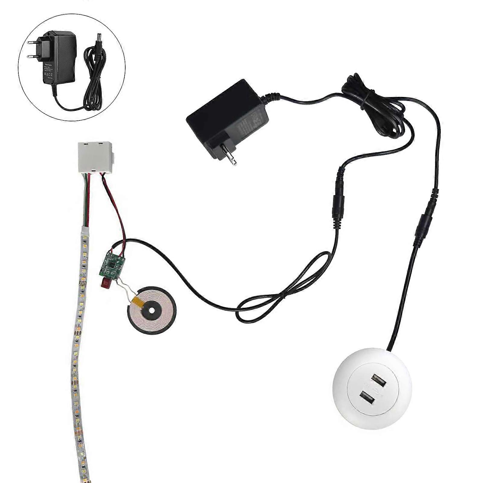 Modern Night Table Radio Device 15W Quick Charging Touch Control 3 Color LED Lighting European Standard Outlet Multicolor