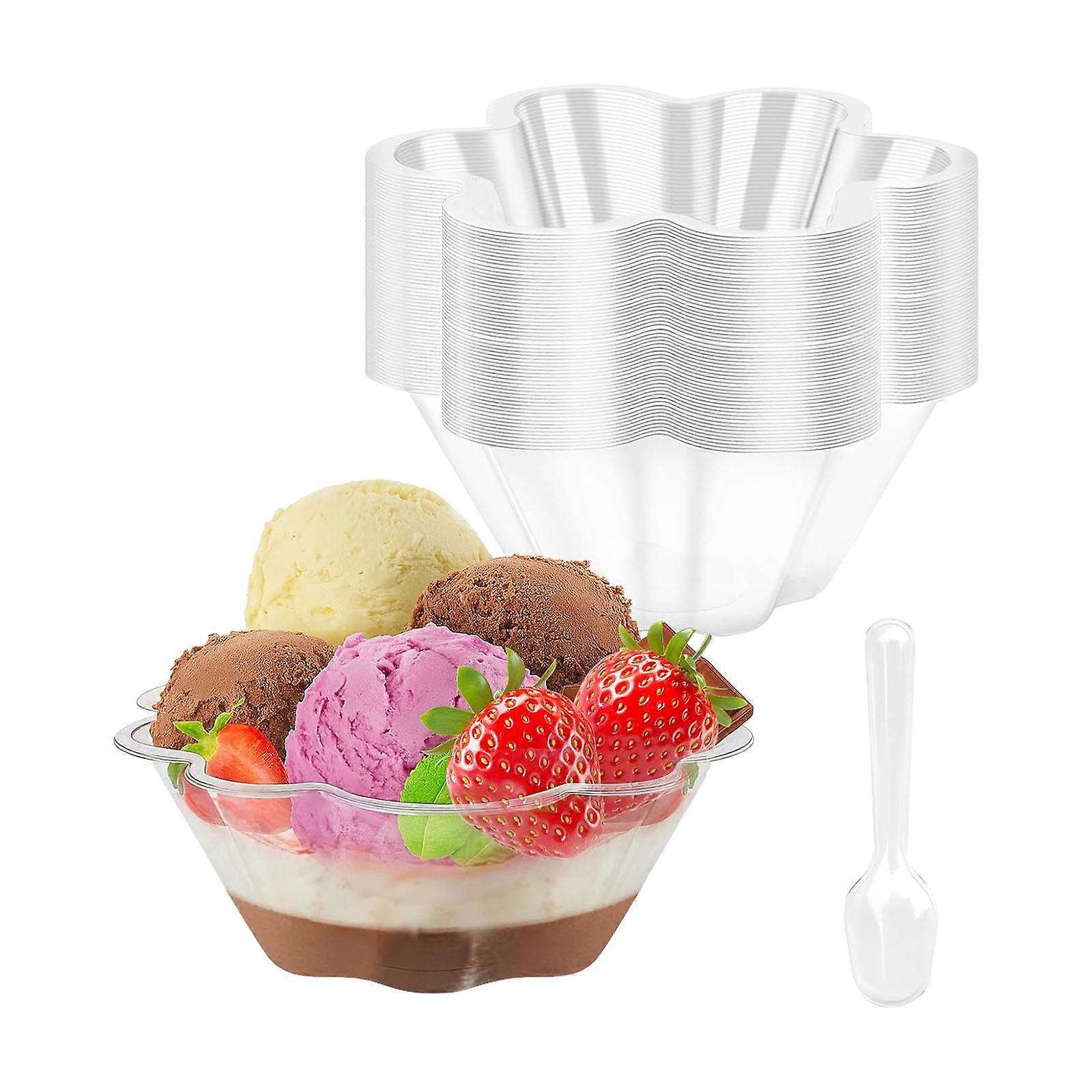 60 Plastic Dessert Bowls And 60 Spoons Food Grade Materials Easy Cleaning User Friendly Tableware For Daily Use Gatherings Multicolor