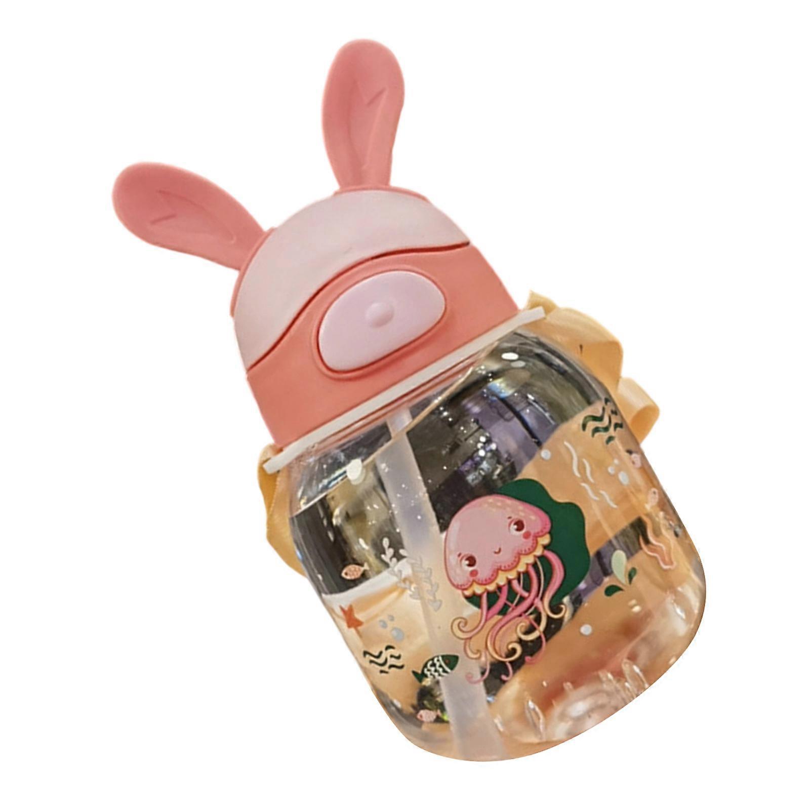 Spill Proof Toddler Water Water container With Detachable Shoulder Cord Chew Resistant Straw For Daily Use  Pink