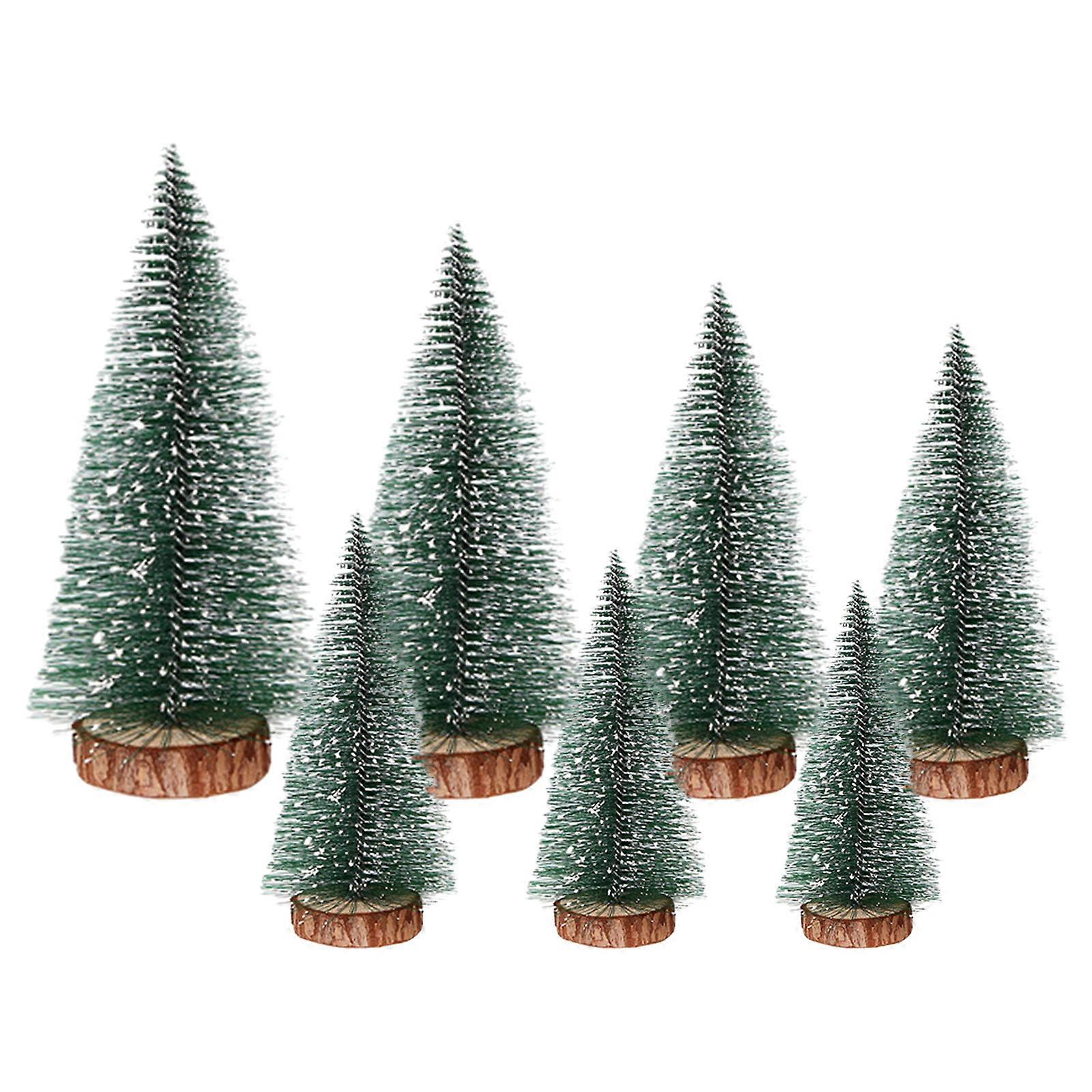Durable Mini Artificial Snow Simulation Frost Pine Christmas Tree Decorations Add Holiday Spirit with Delicate Ornaments Multicolor