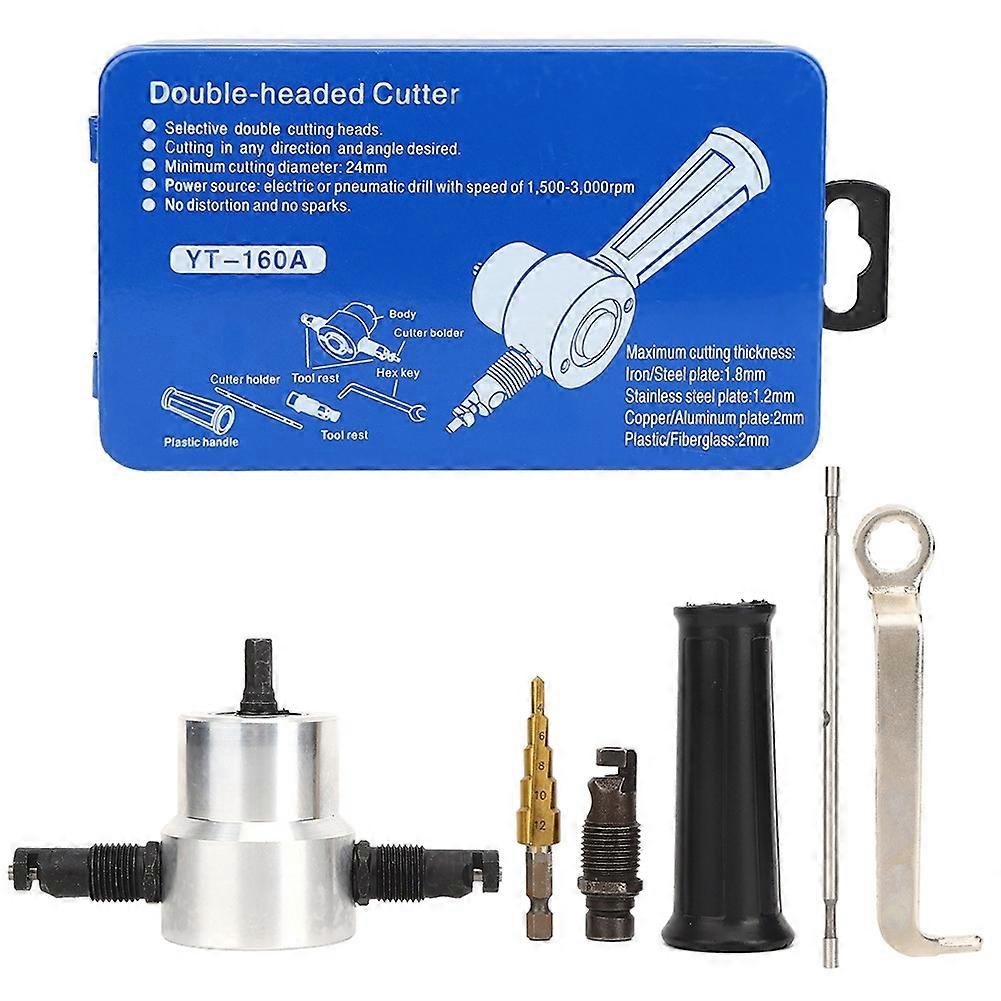 6pcs Double Head Metal Sheet Nibbler Cutter Hole Saw Drill Attachment Kit