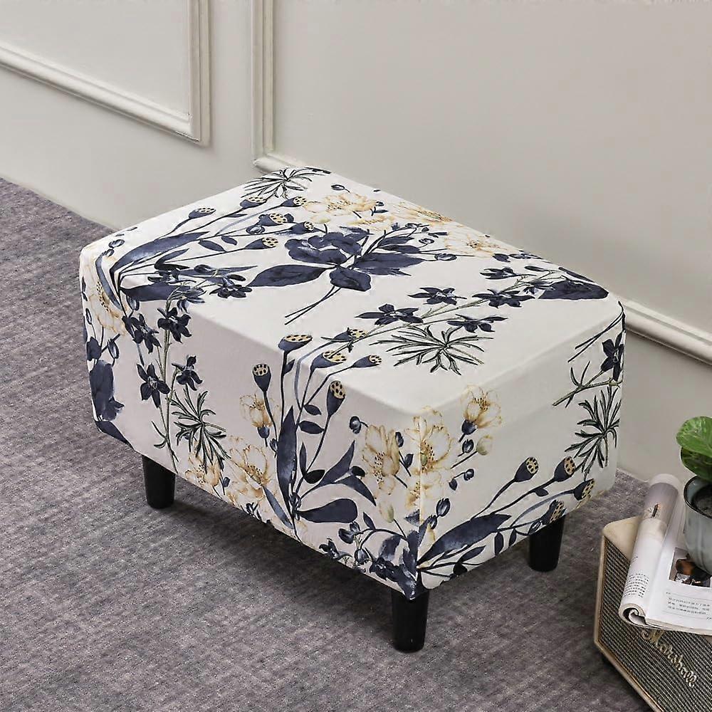 Stretch Ottoman Cover with Elastic Bottom for Rectangular Storage Footrest 15.7x23.6 Inch