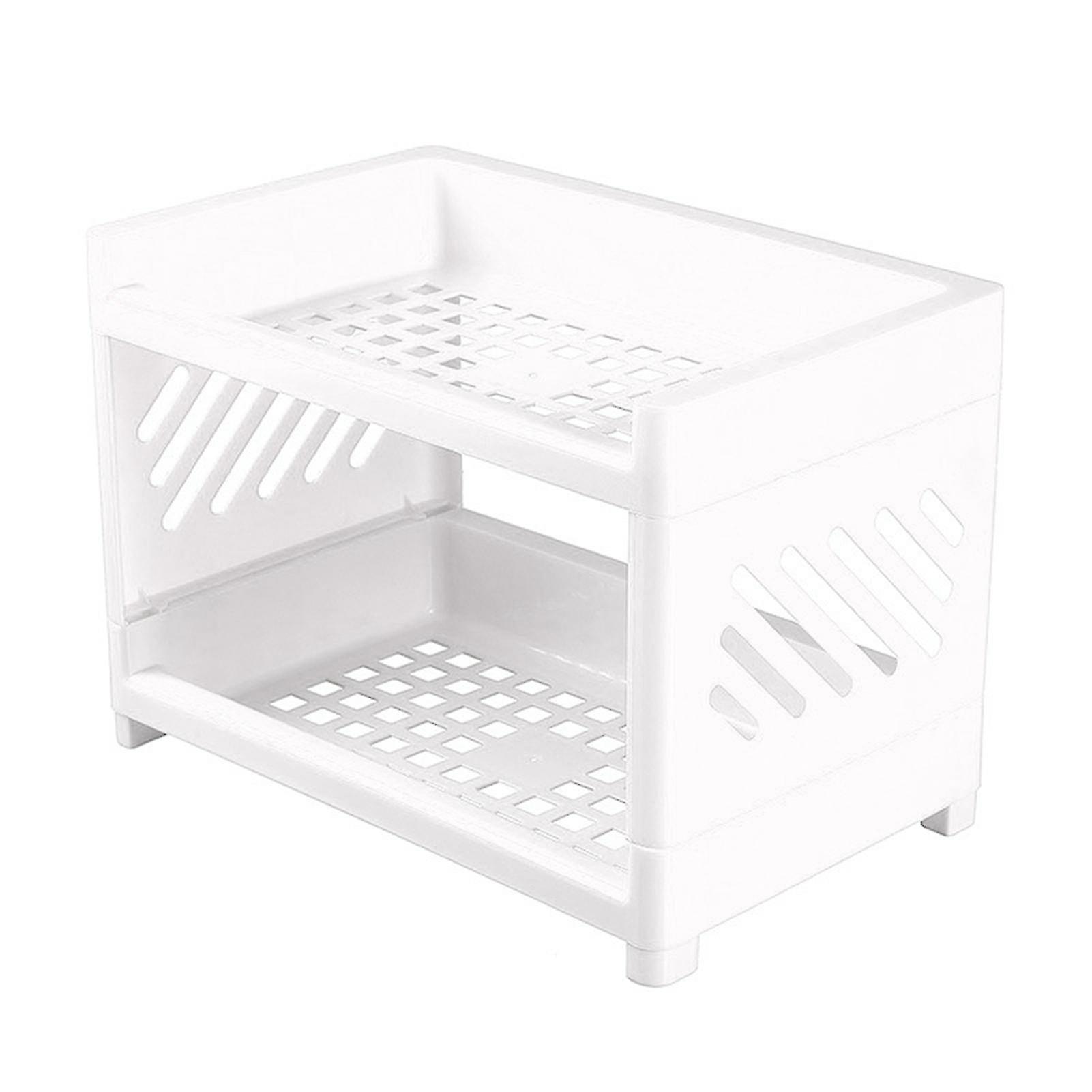 Storage Shelf Double Tiers Multi-function Plastic Cosmetic Sundries Organizer For Home