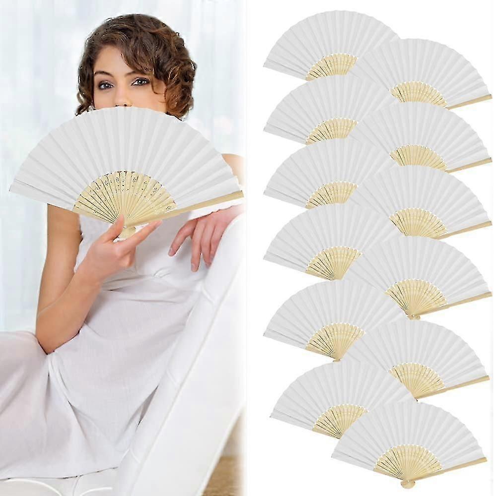 Pack mit 15 Papierfächern, Hochzeitshandfächern, Bambustaschenfächern