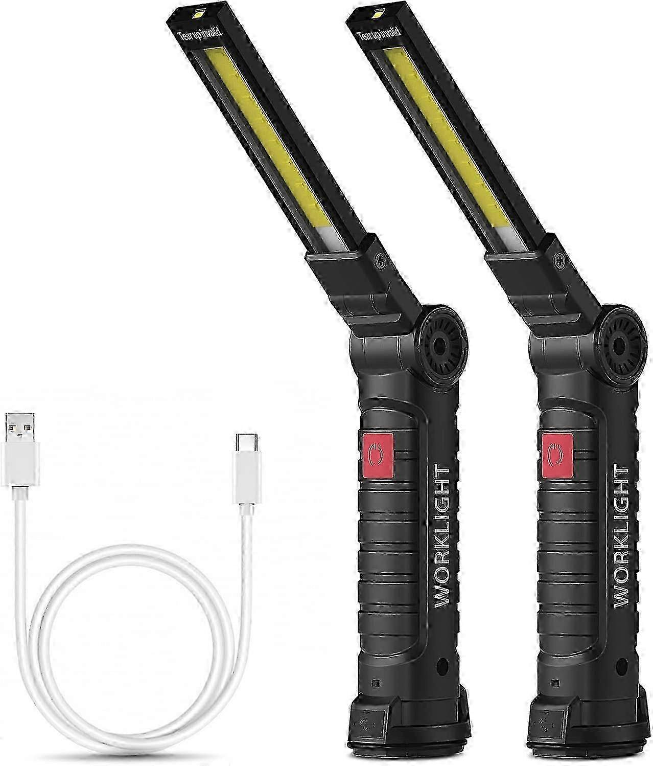 f Rechargeable Work Light Workshop Light COB Torch Flashlight with Magnetic Base 5 Modes