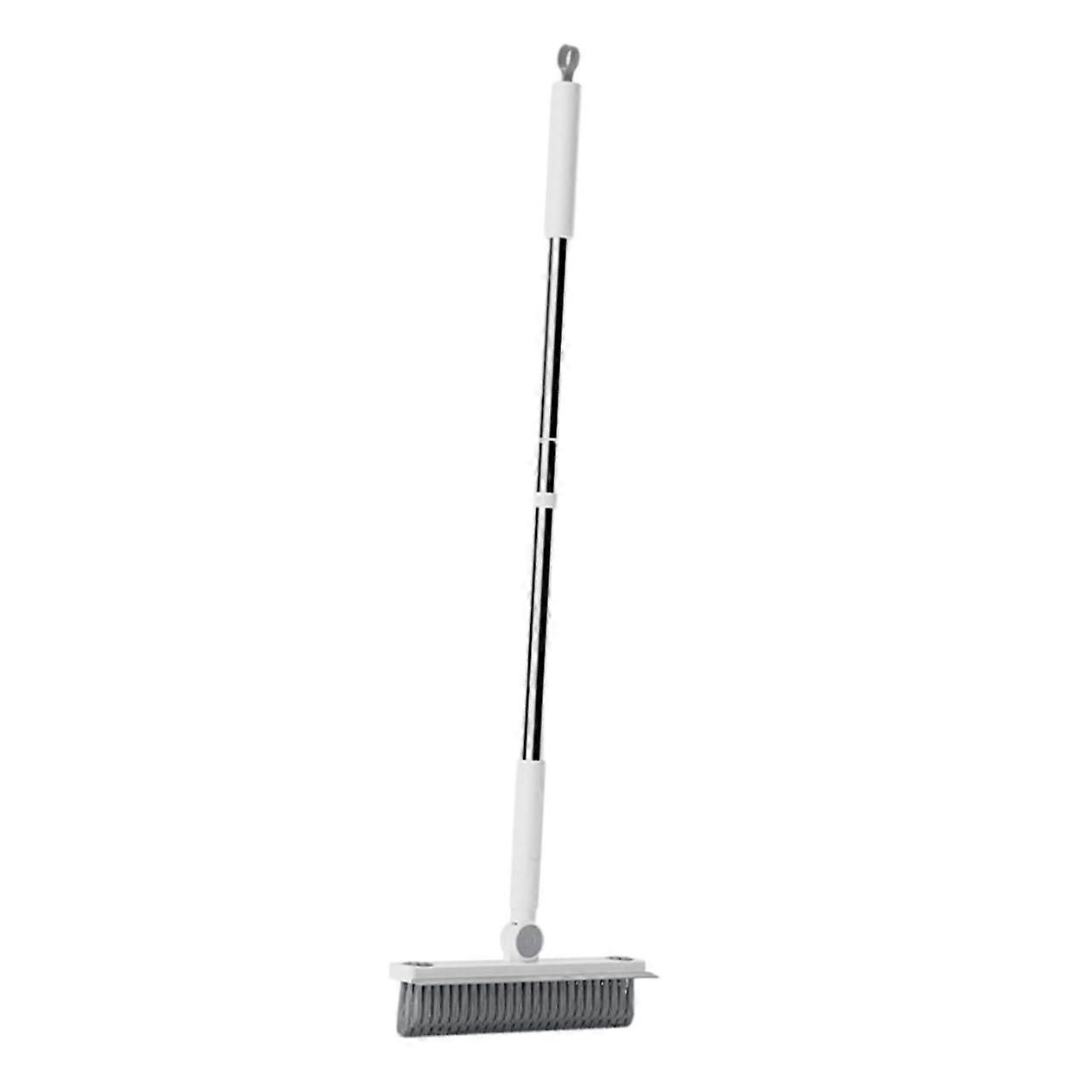 Indoor Dust Broom with Long Handle Rotating Head for Floor Cleaning and Grime Removal White