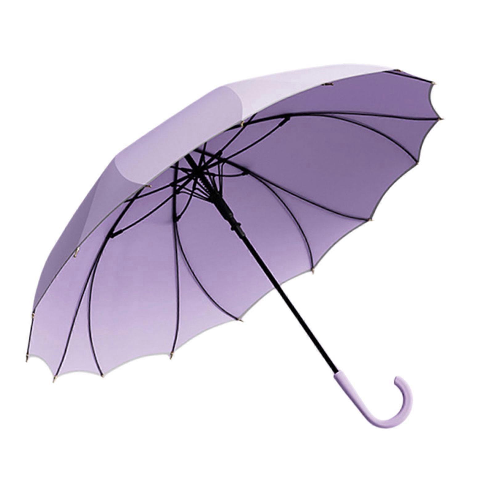Reflective Border Umbrella Designed for Night Safety Featuring Windproof Structure and Convenient Auto Open  Purple