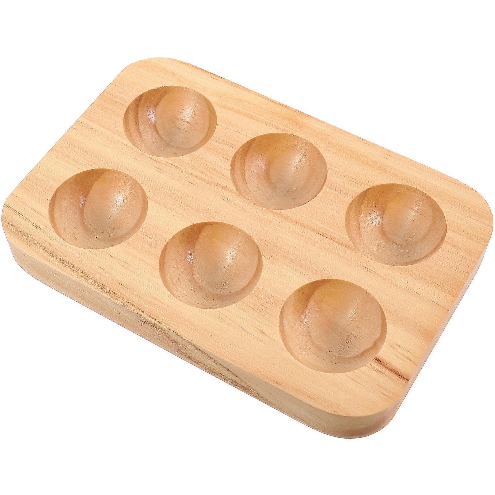 Egg Tray Wooden Egg Holder Refrigerator Countertop Eggs Store Display Container