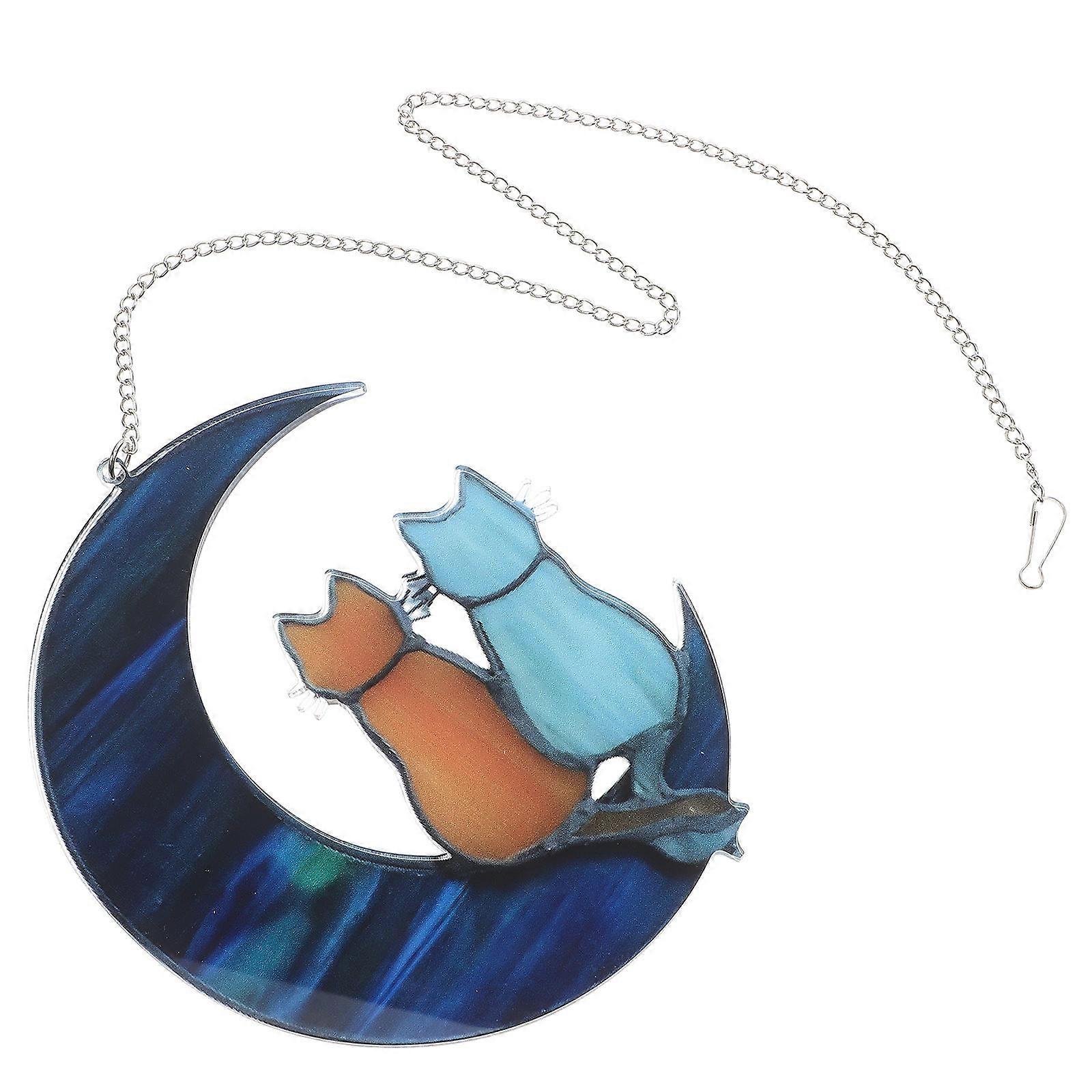 Cat Hanging Ornament for Acrylic Window Decor Moon Pendant