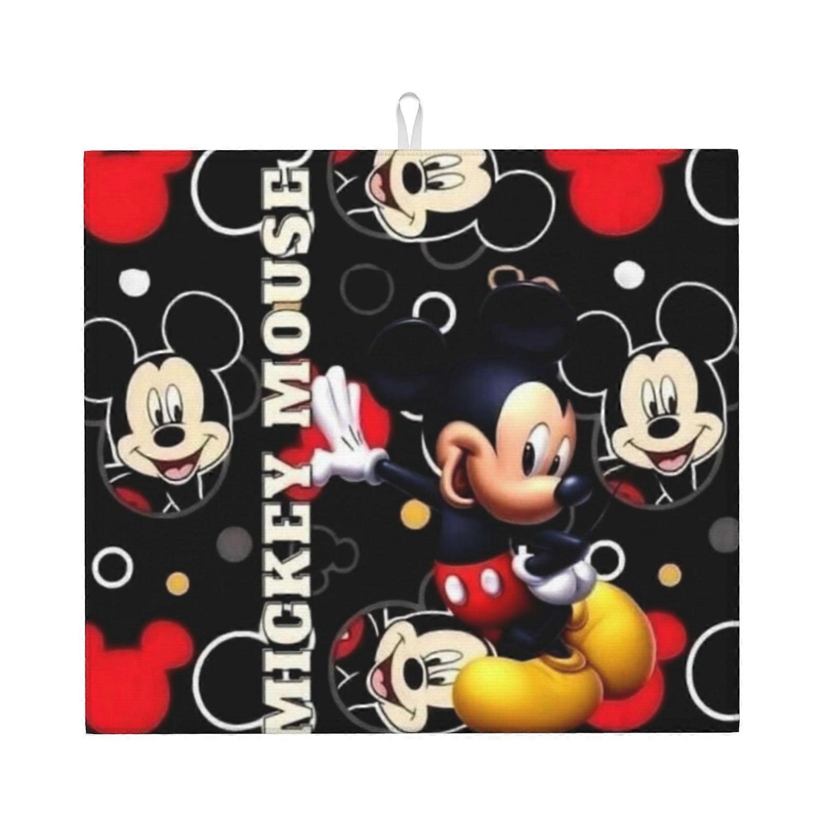 Mickey Mouse Dish Drying Mat For Kitchen Counter, Microfiber Dish Mat, Fast Absorbent Draining Pad