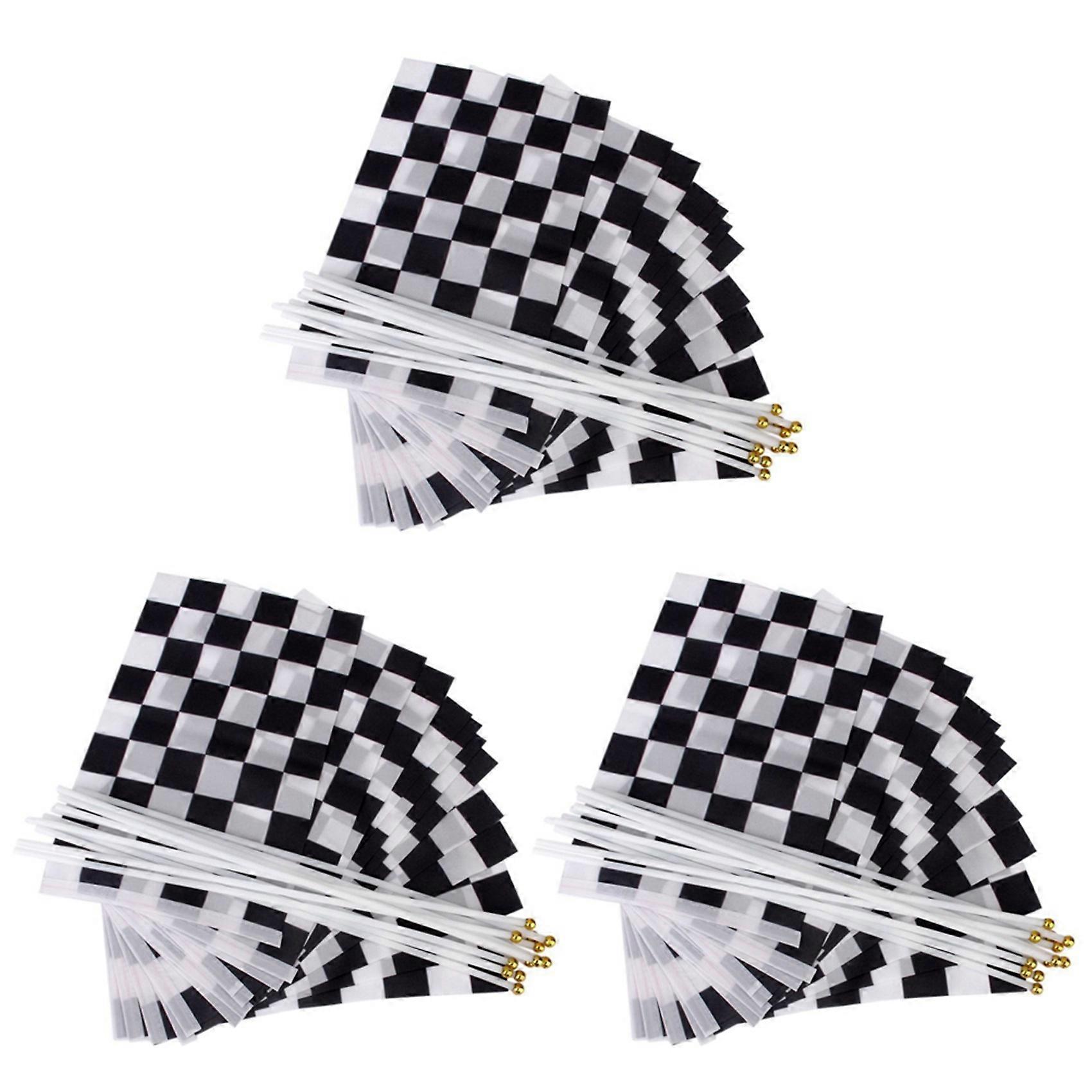 36 Pcs. Fluted Banner Hand Waving Flags (Black + White)
