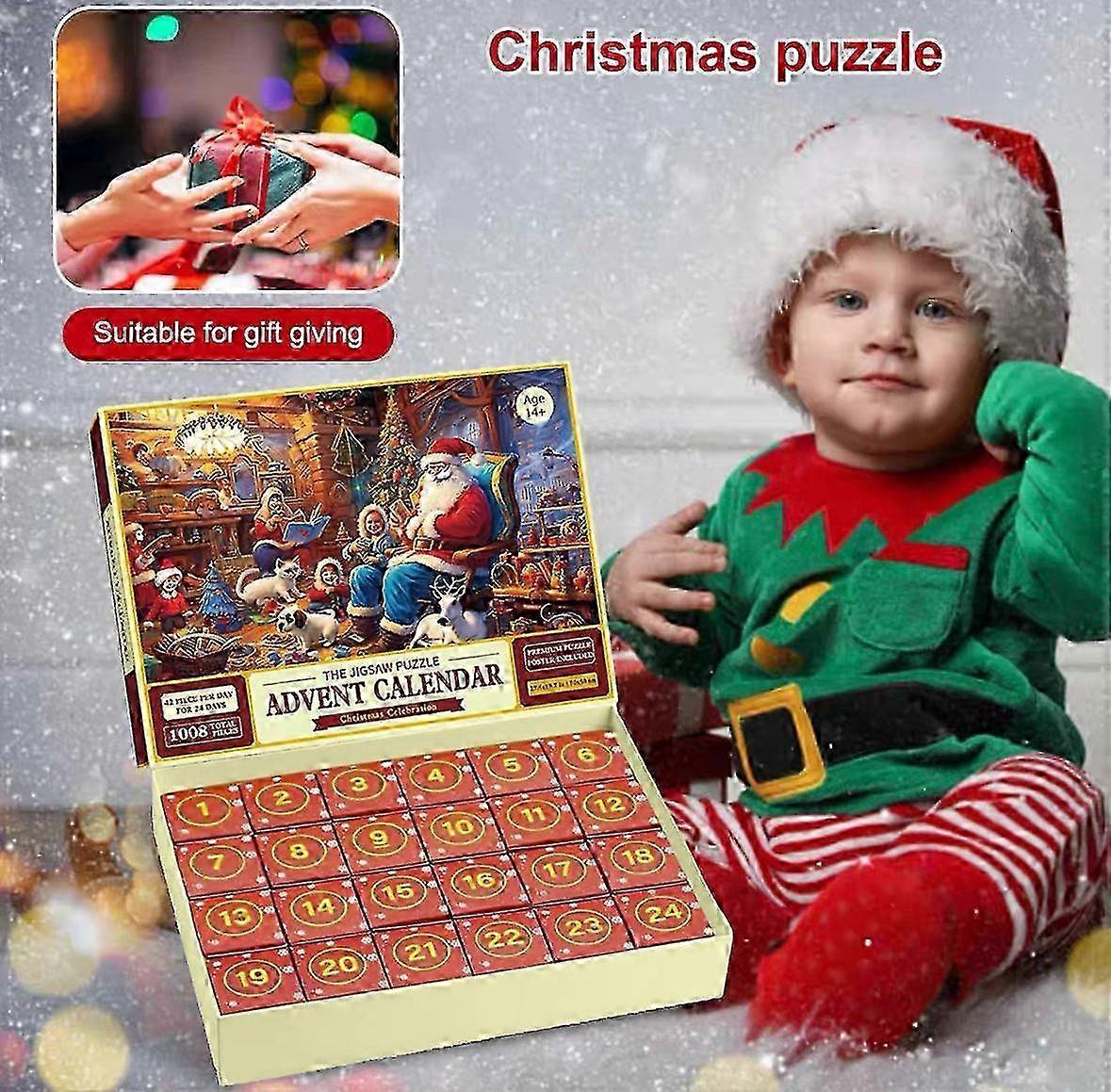 Christmas puzzle advent calendar with surprise ornaments for countdown