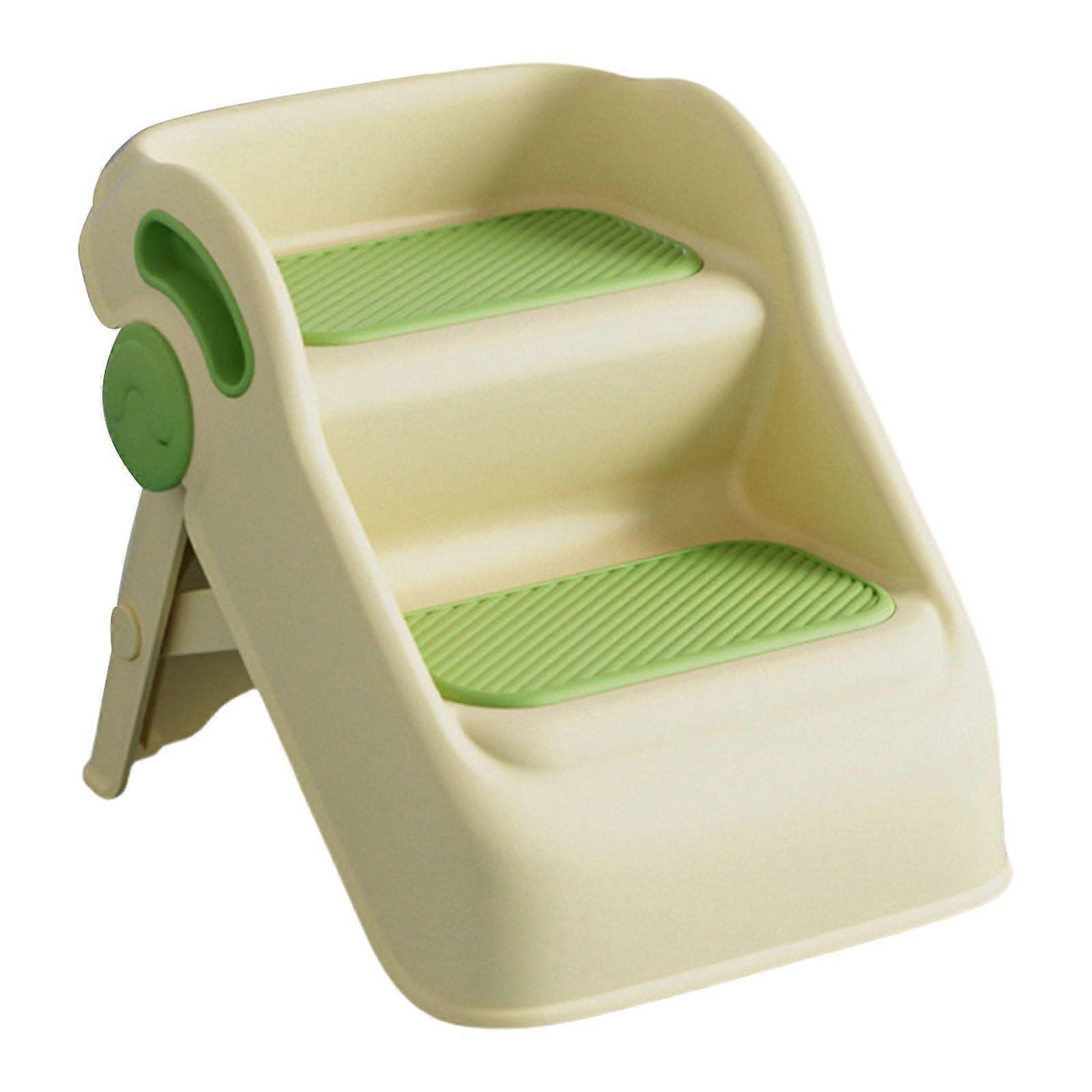 Step Stool For Children Foldable NonSlip Base Toddler Bathroom Green SpaceSaving