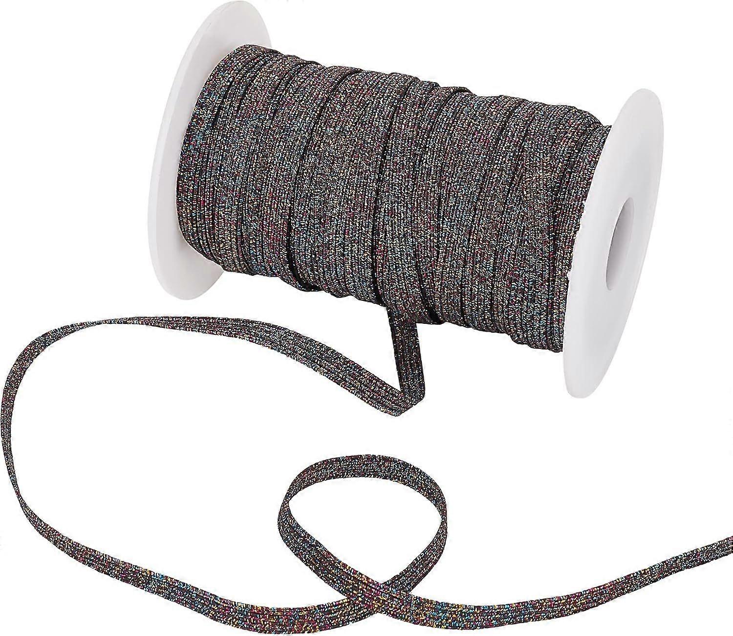 36 Yards 6mm Flat Elastic Strap Glitter Elastic Cord Colorful Polyester Fabric Cord for Garment Sewing Shoelaces Belts Necklines Crafts