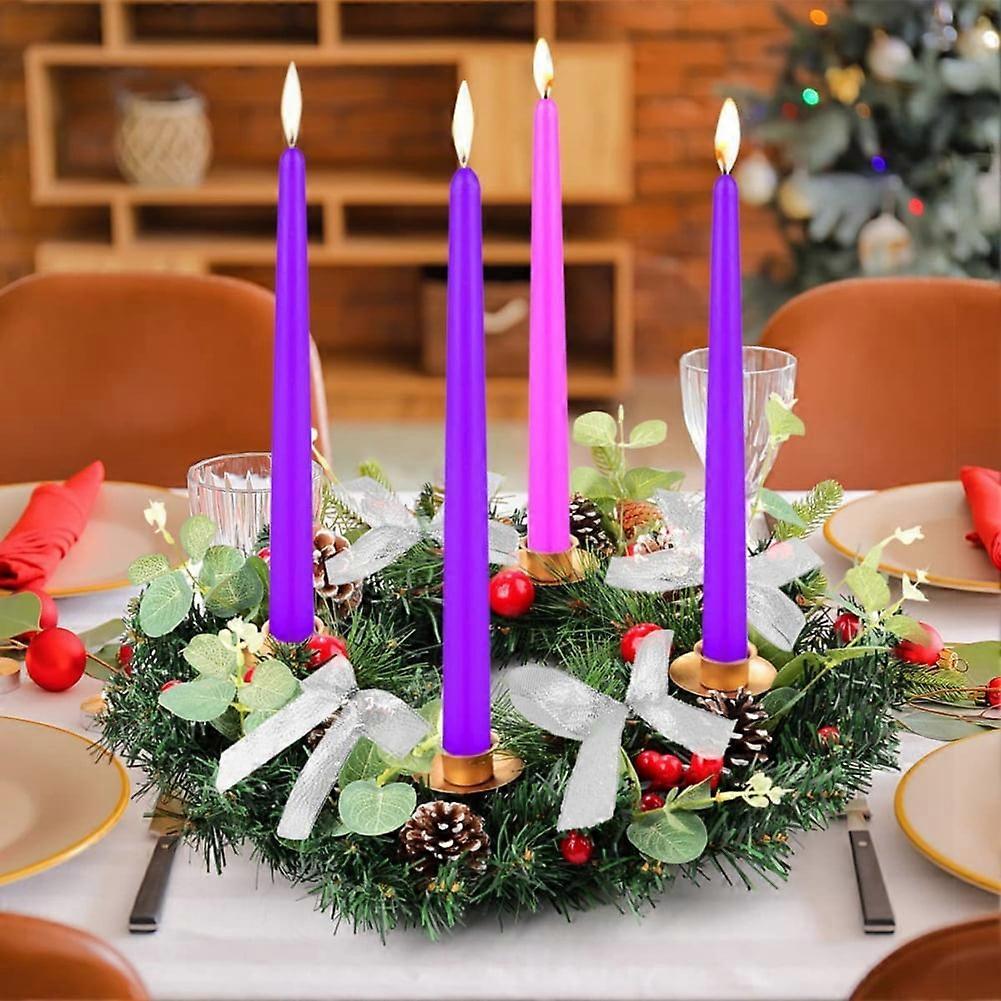 Ribbon Christmas Advent Wreath 12inch - Advent Season Centerpiece Decor - Compatible with Advent Candles & Calendar Decorations