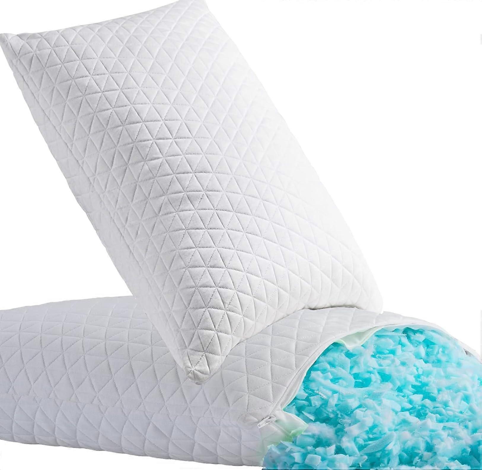 Gel Memory Foam Bed Pillow with Ergonomic Neck Support, Adjustable Loft and Cooling Breathable Cover EO92314