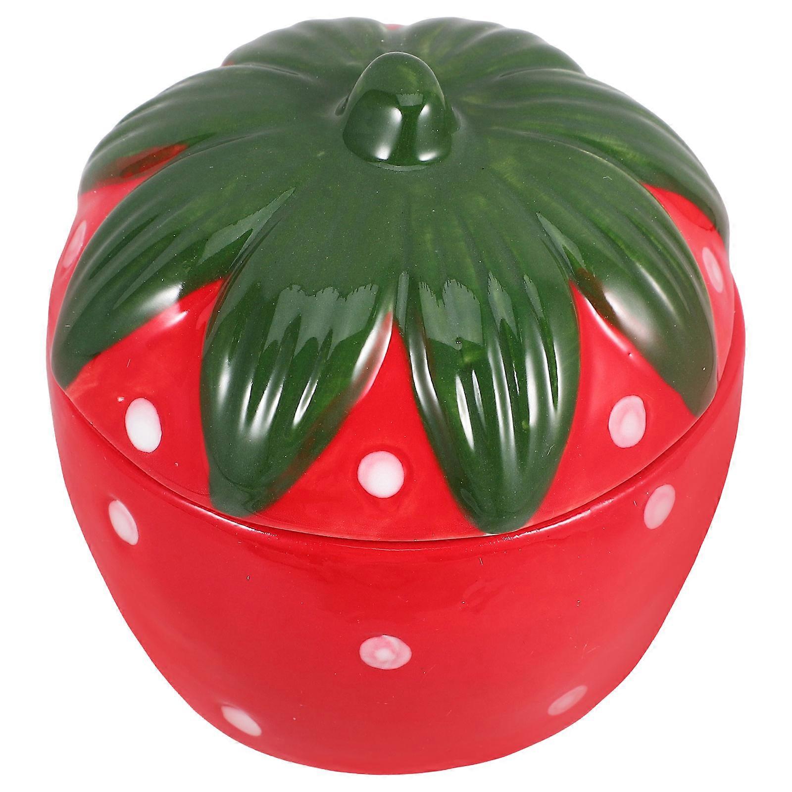 Strawberry Decor Container Ceramic for Jewelry Storage Organizer