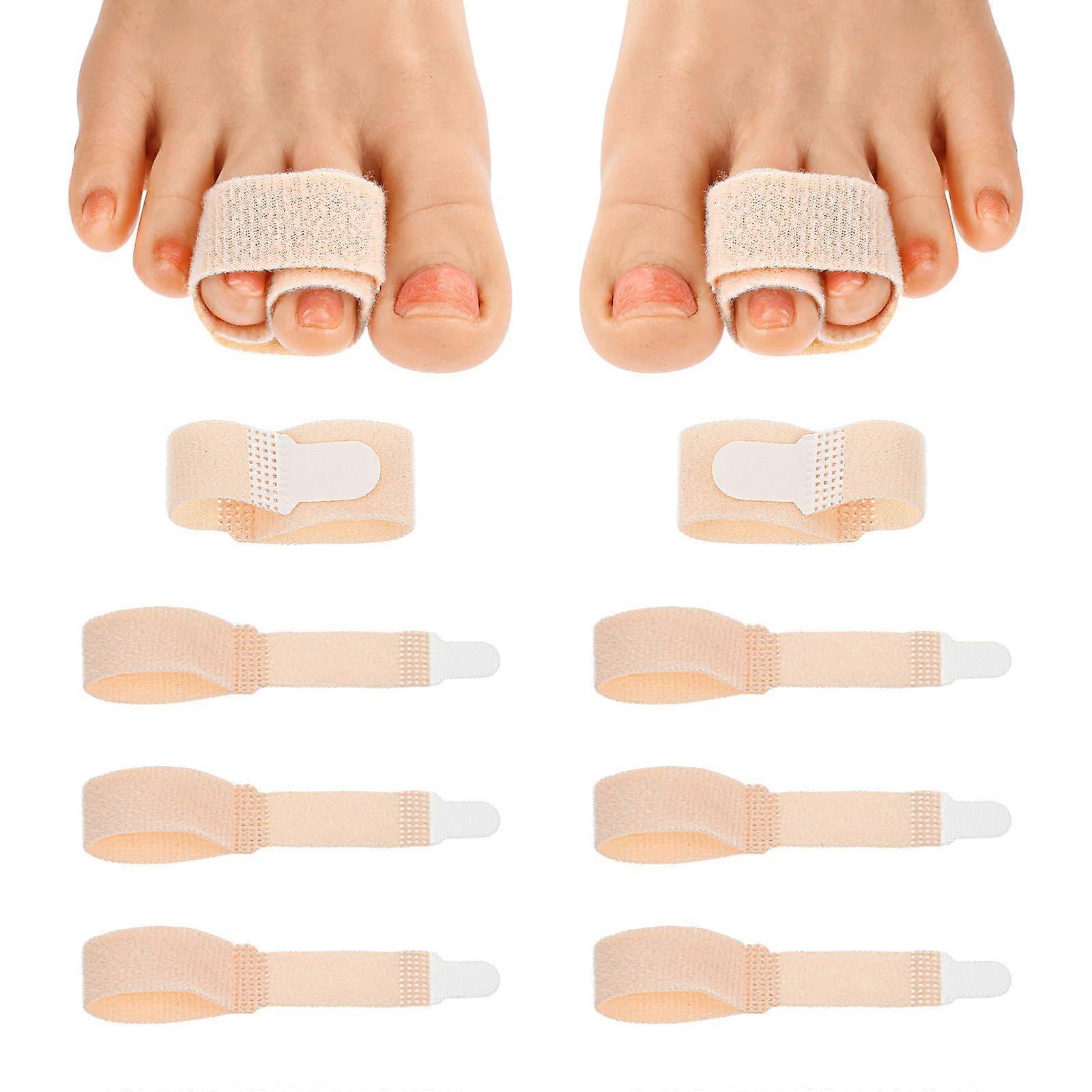 8 PCS Hammer Toe Corrector and Toe Straightener Wraps for Women and Men, Reusable Fabric Alignment Support