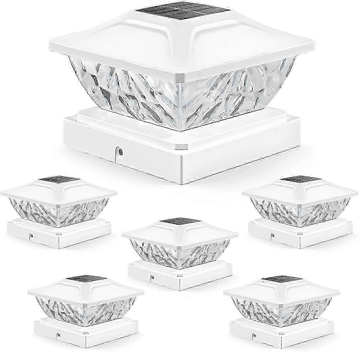 Solar Powered Post Cap Lights for 5x5 Outdoor Posts, 8 Pack LED Lighting