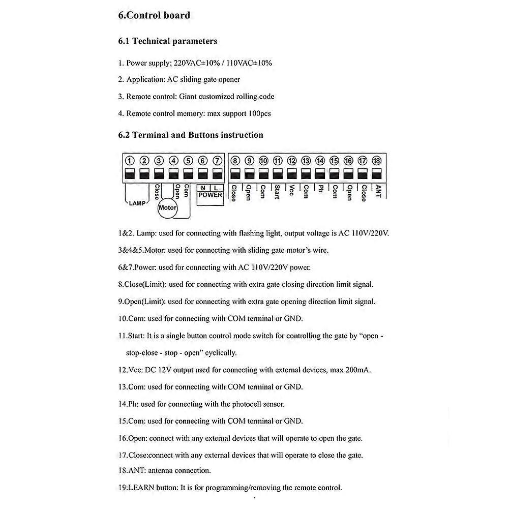 AC110 Motor Control Board for Automatic Sliding Gate Opener Control Board PCB Panel Smart Control Center System