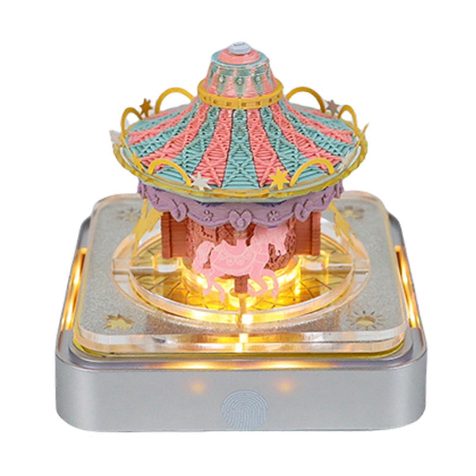 Carousels Paper Carving Art Memo Pad Notepad Time-Piece Calendar with Lights Great Presents