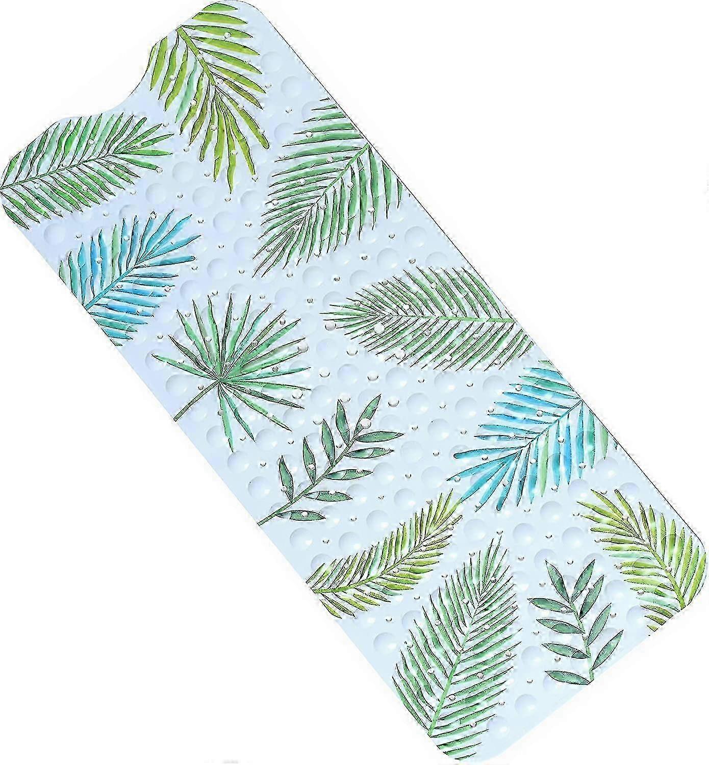 Extra Long Cartoon Children's Bath Mat with Non-Slip Suction Cups (Leaf)