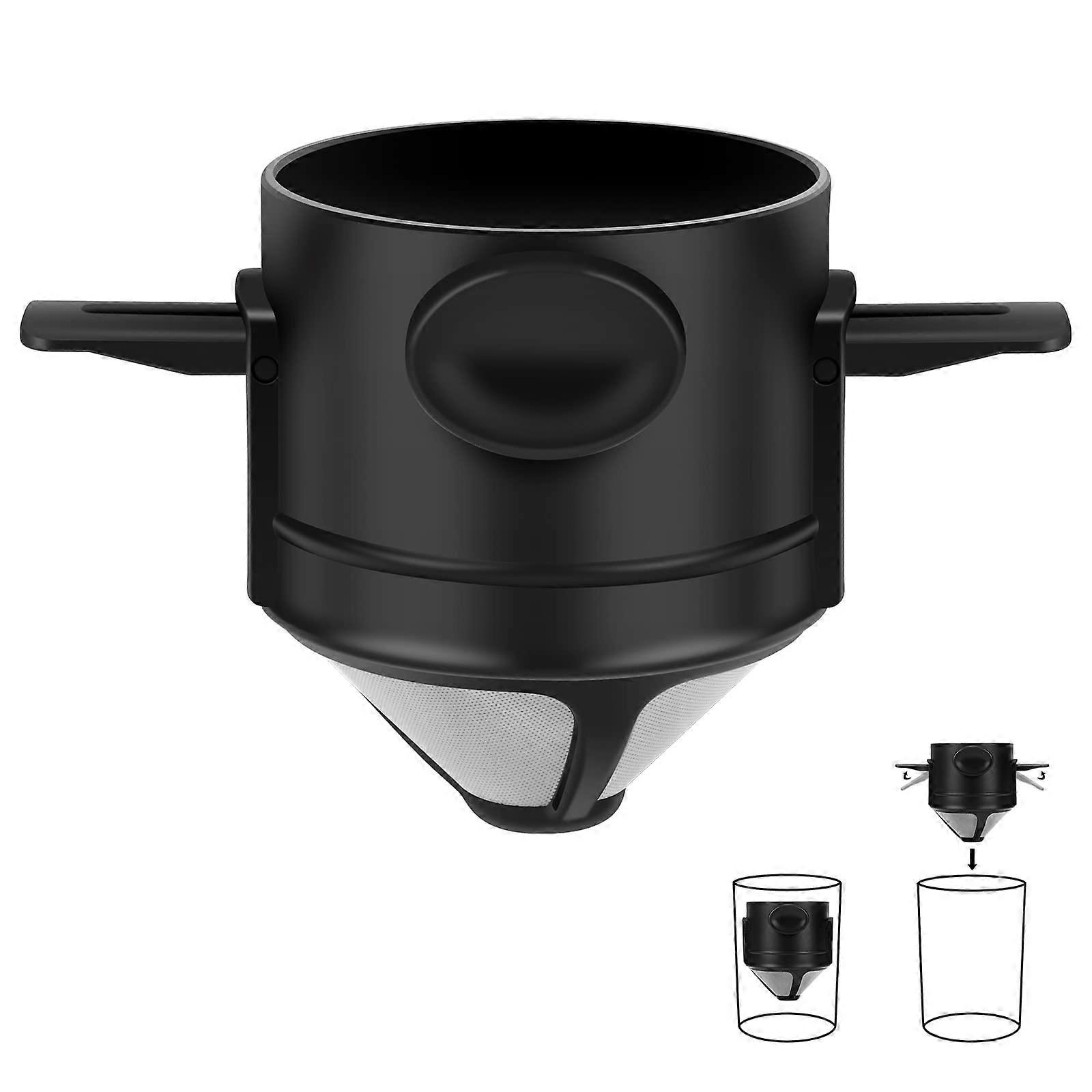 Pour Over Coffee Maker with Reusable Stainless Steel Filter, Collapsible Single Serve Dripper for Travel Camping
